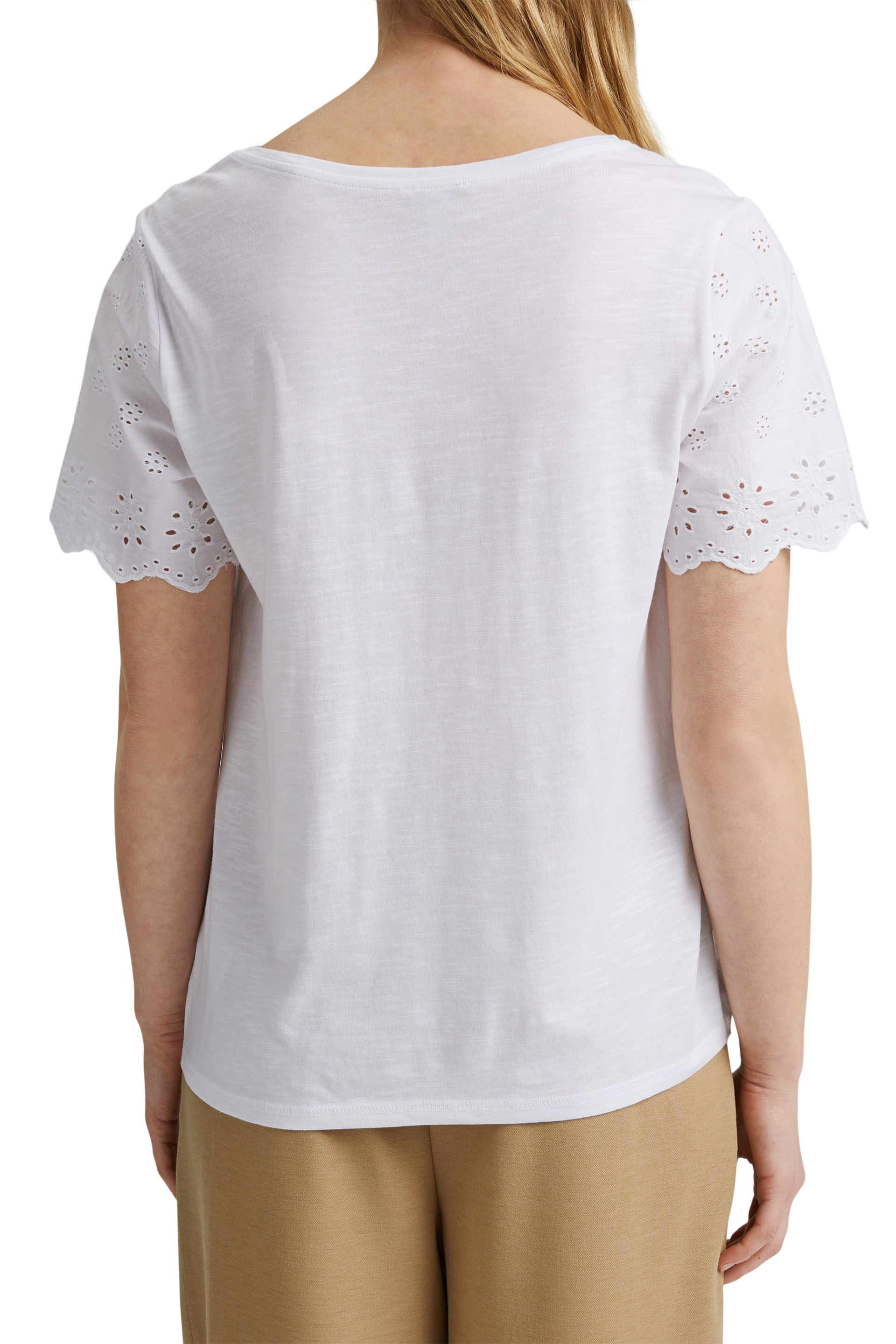 Mit TENCEL™: T-Shirt mit Lochstickerei