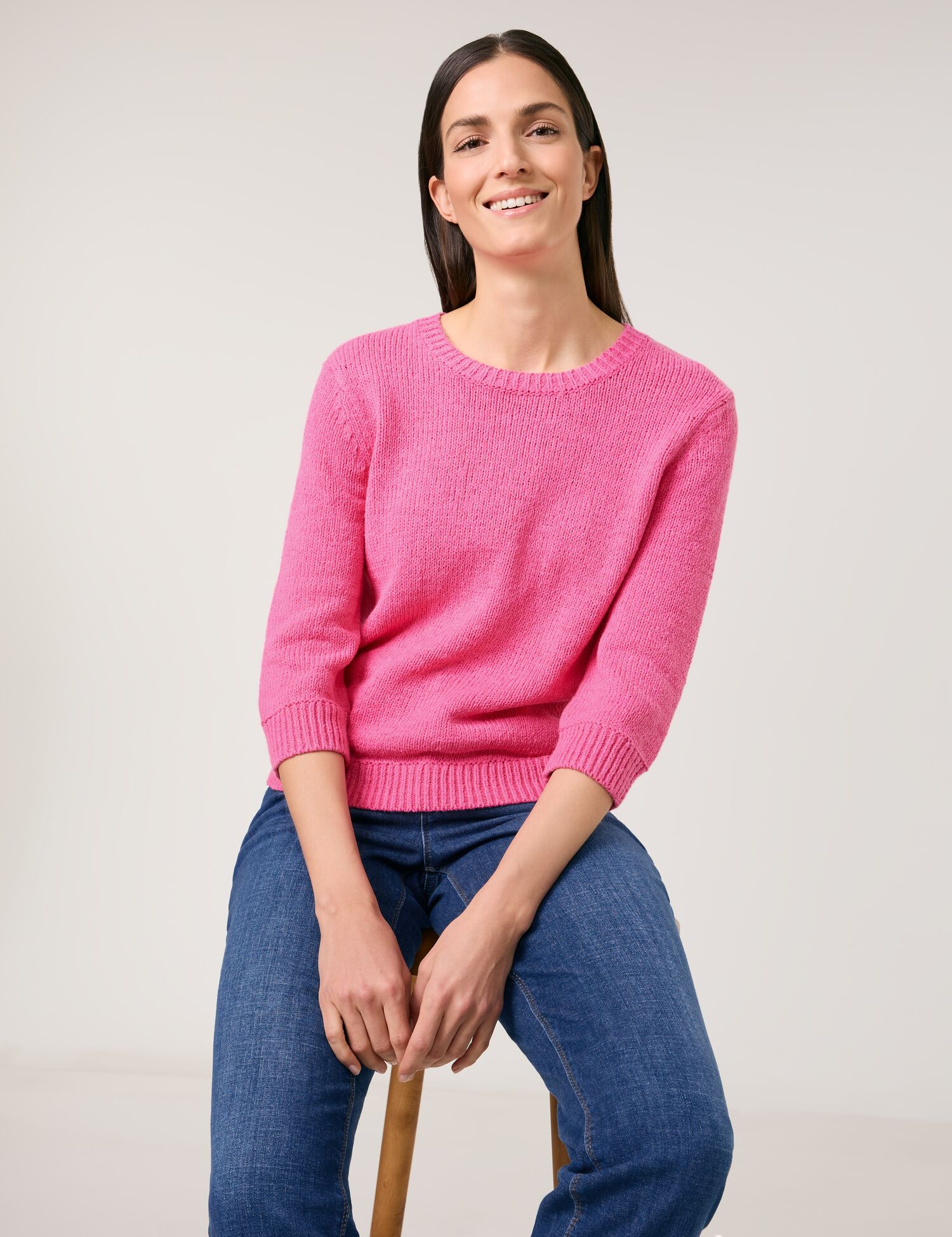 3/4 Arm Pullover aus Baumwoll-Mix