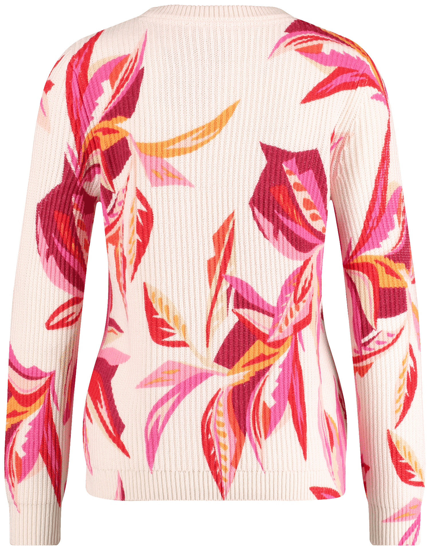 Floral gemusterter Pullover in Rippstrick