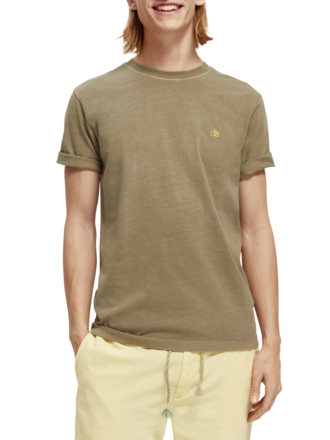 Garment dye logo embroidery tee