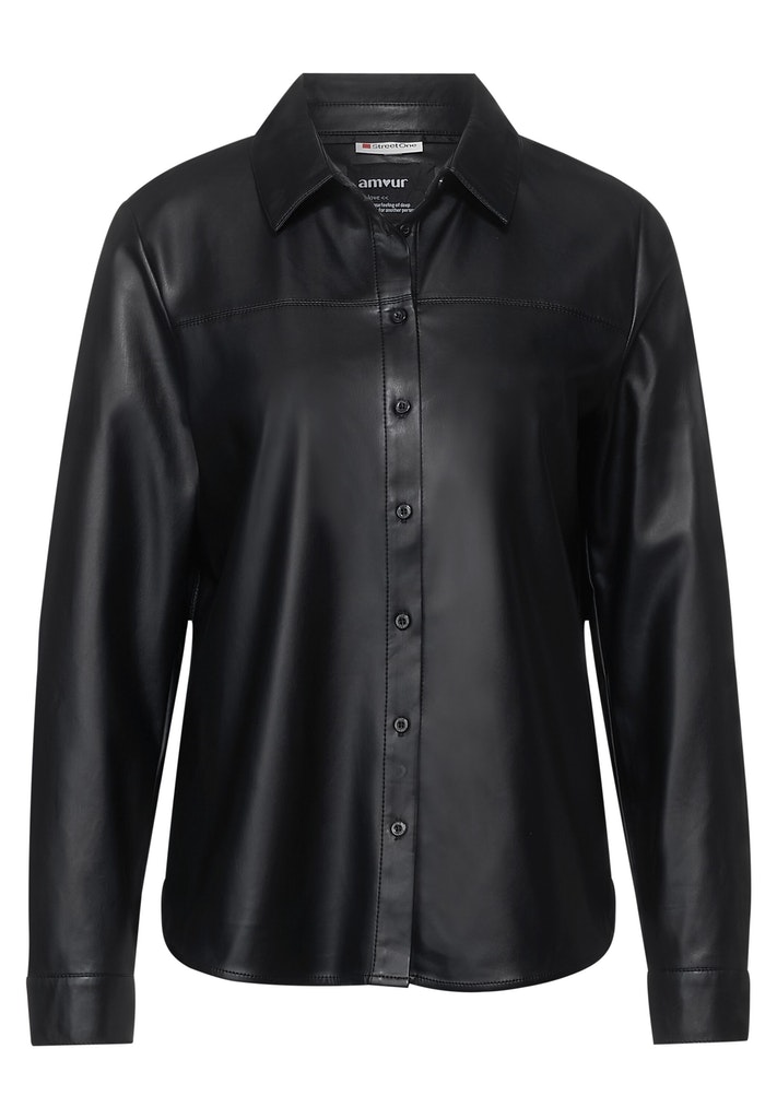 Bluse in Lederoptik