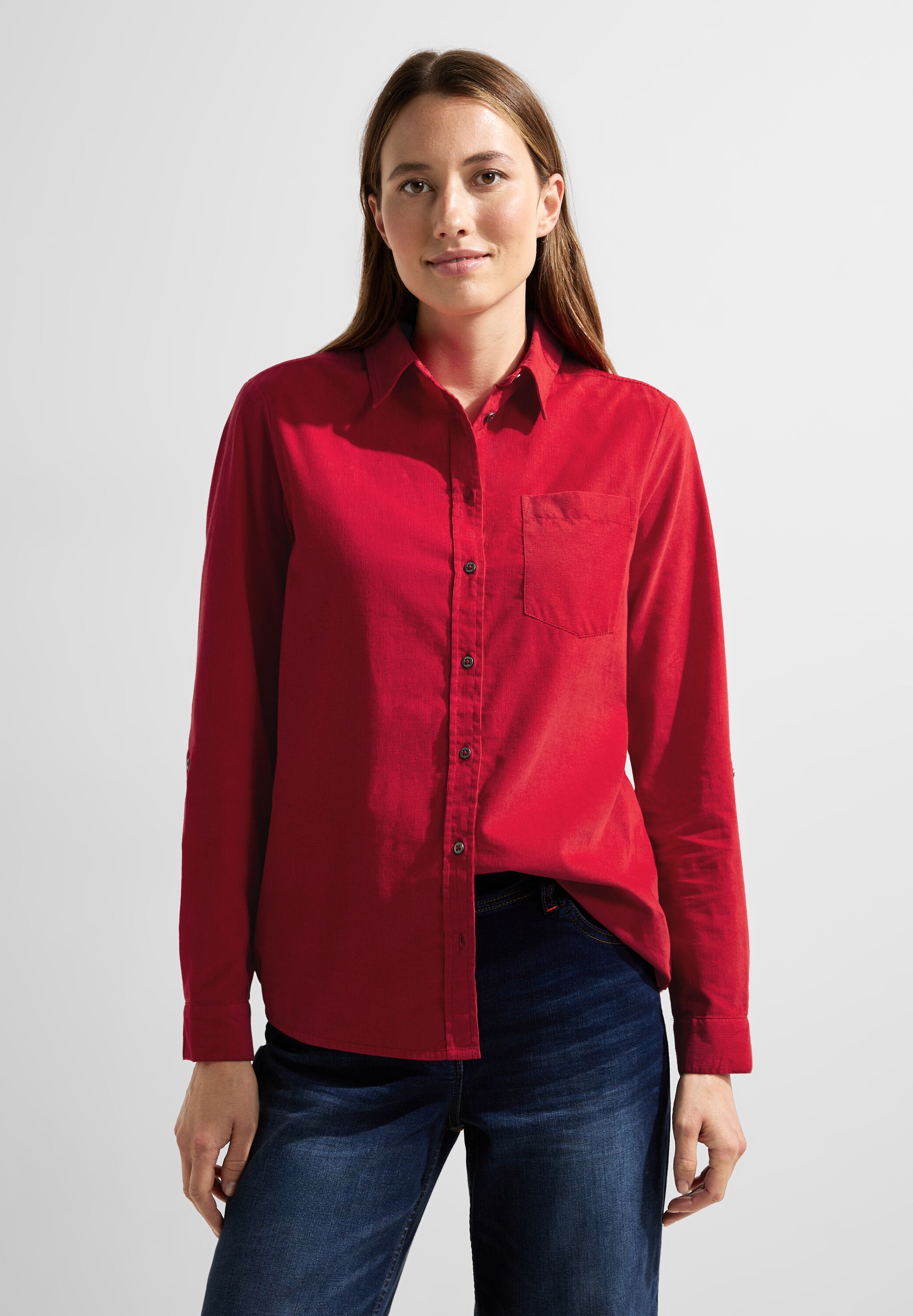 Cordbluse mit Hemdkragen