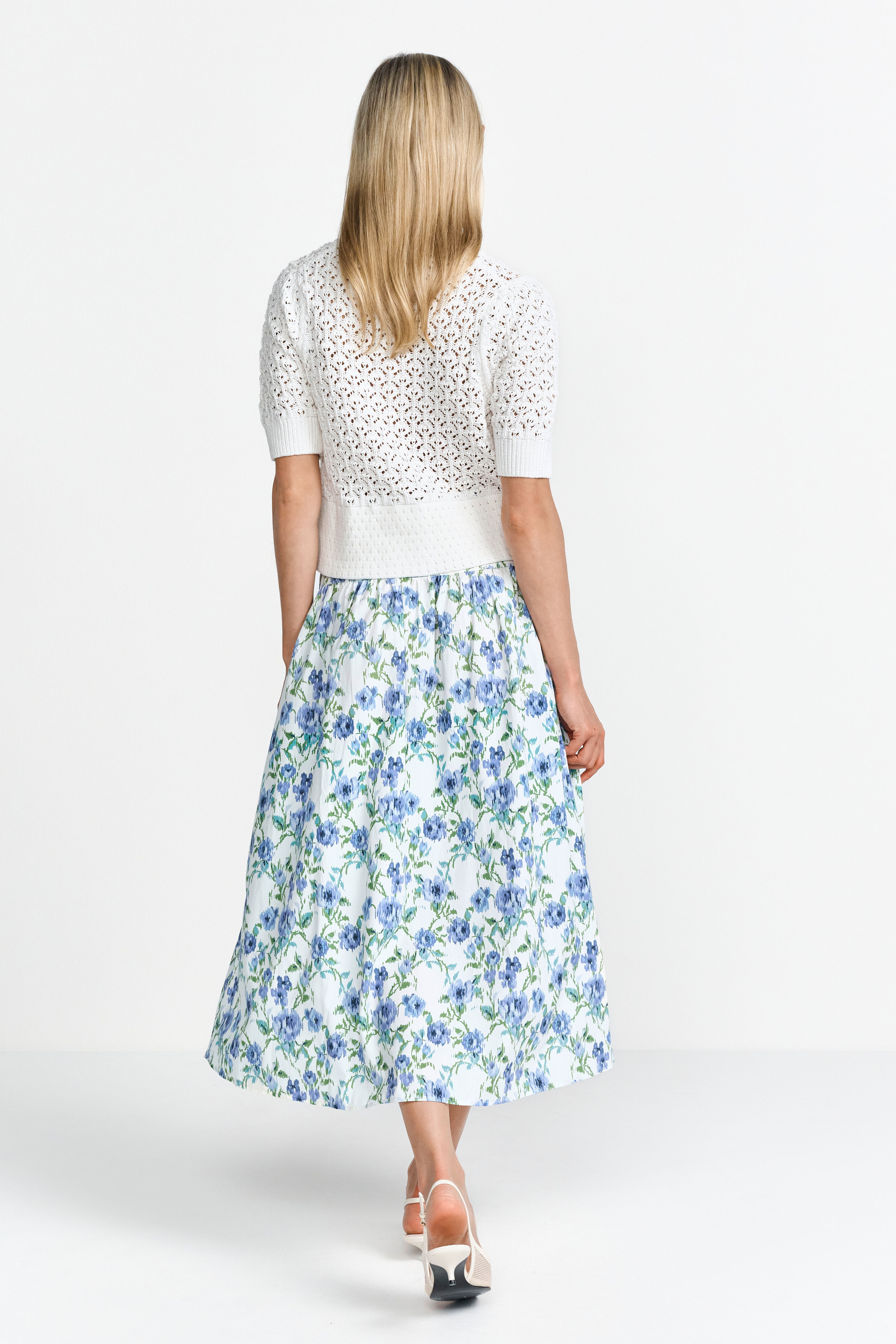 Printed cotton midi skirt