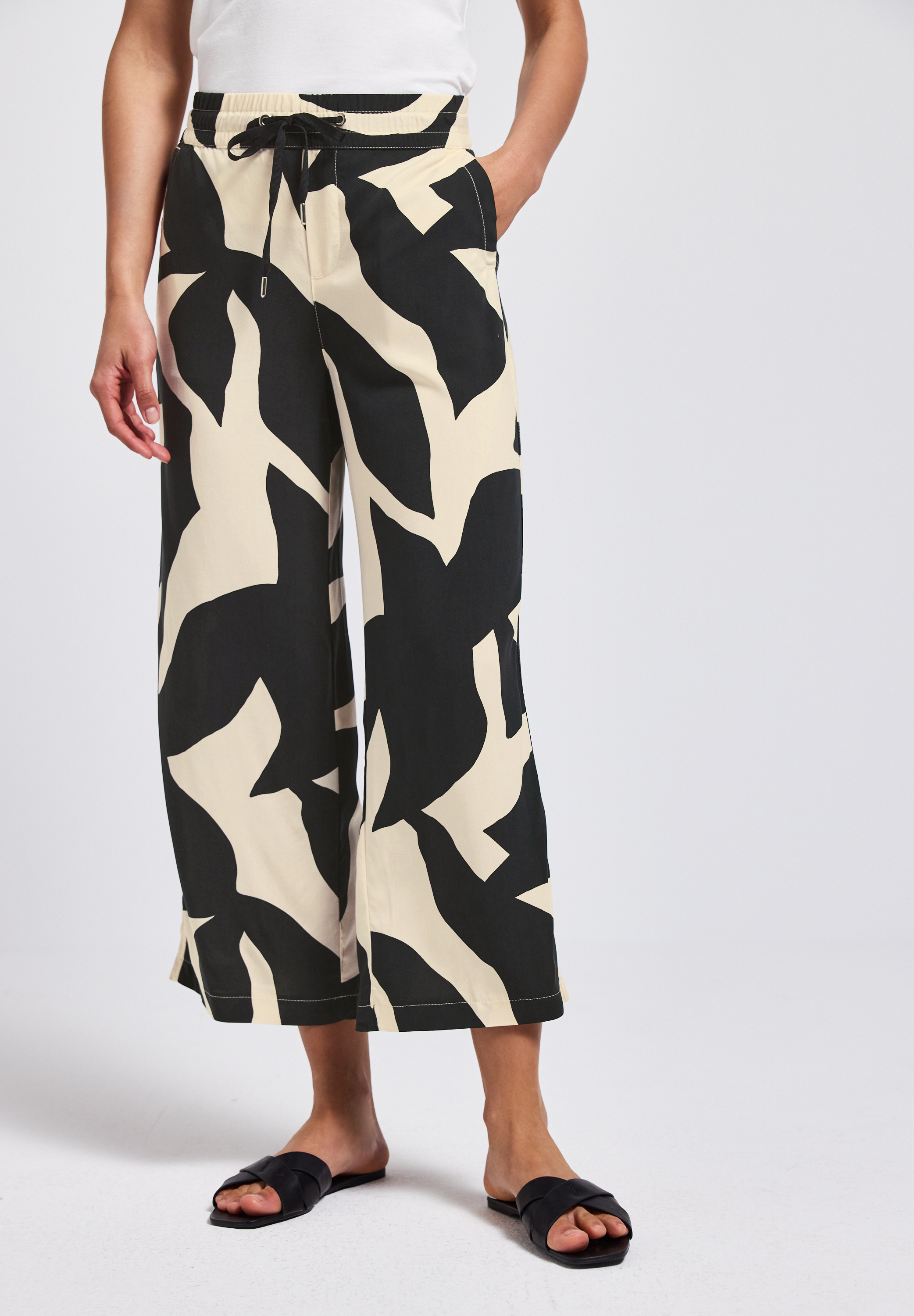 Gemusterte Wide Leg Hose