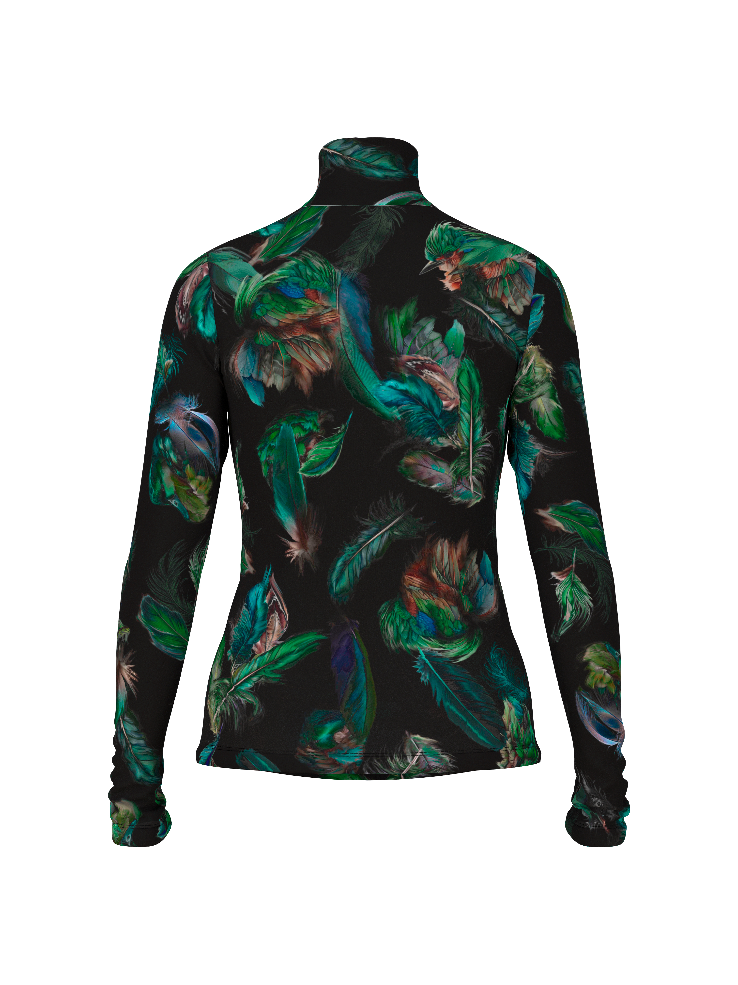Stretch-Shirt mit Federn-Print
