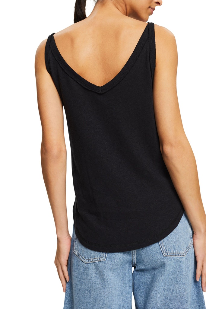 Mit Leinen: Tanktop mit V-Ausschnitt