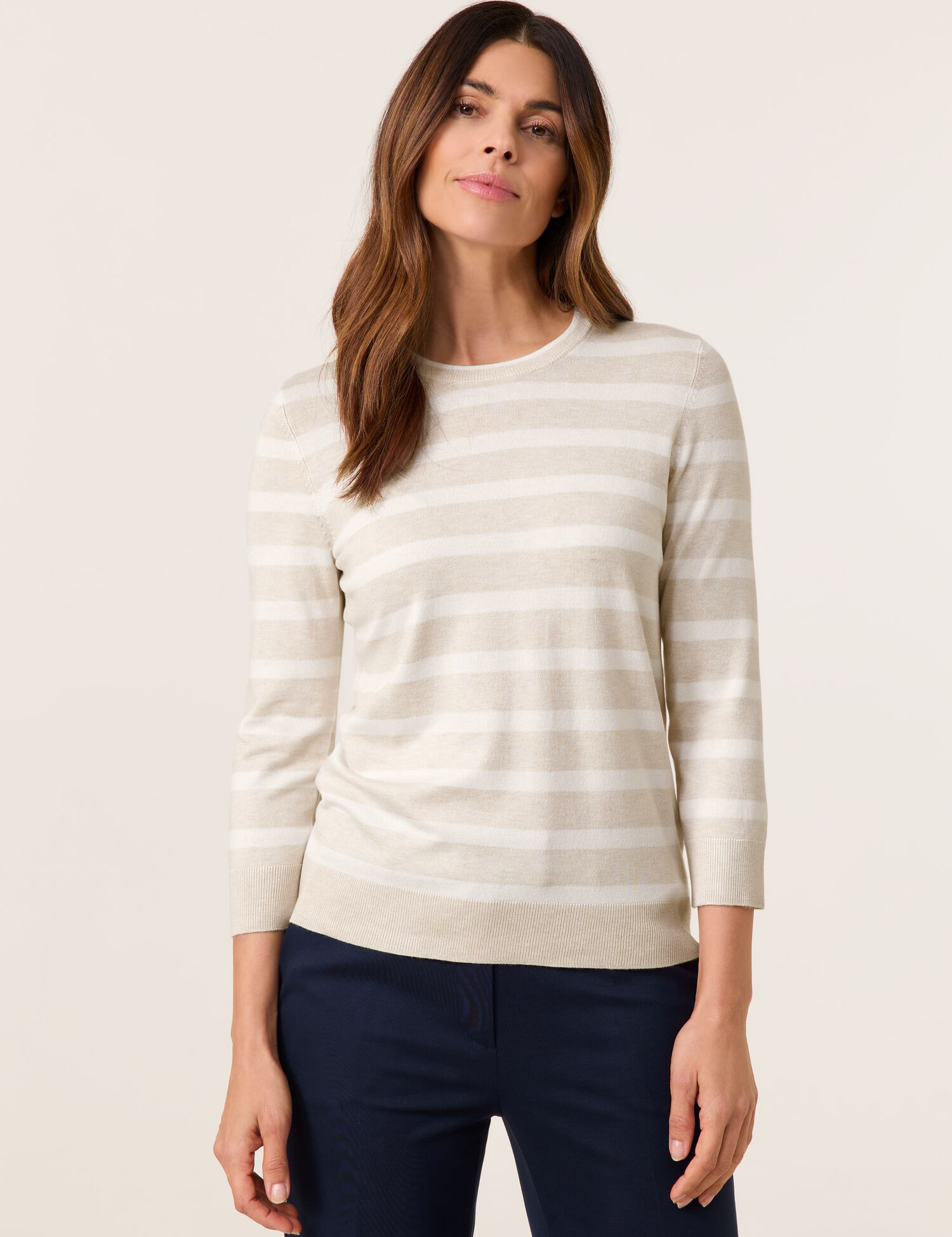 Geringelter 3/4 Arm Pullover
