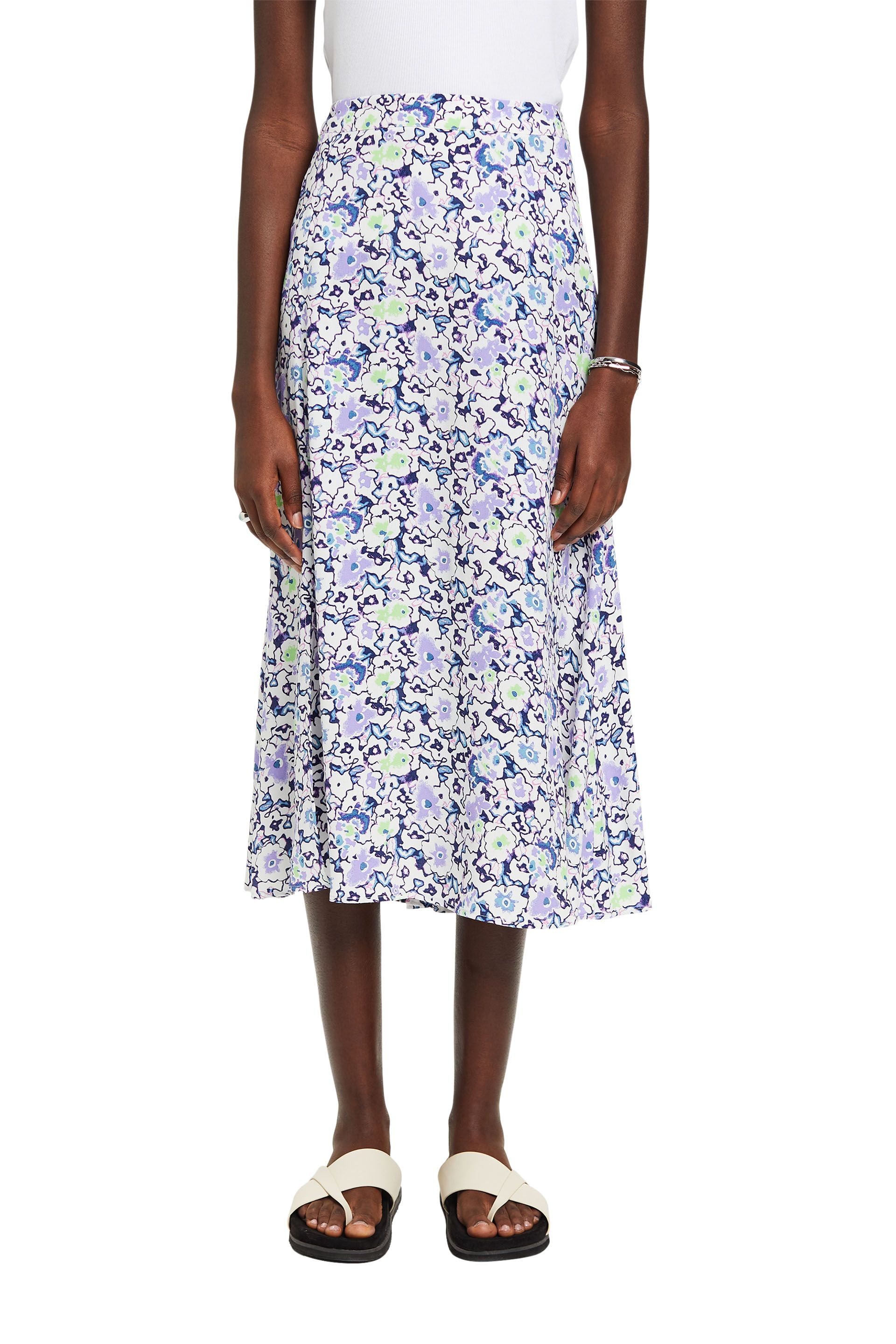 Midirock mit Allover-Blumenmuster