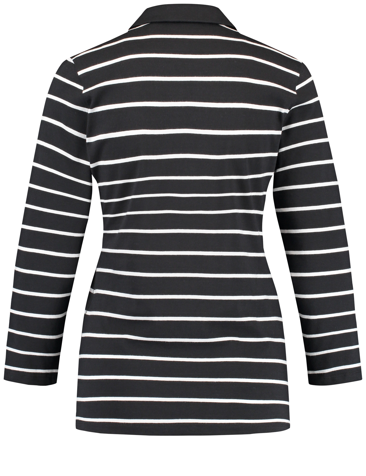 Geringeltes Poloshirt aus Baumwolle mit 3/4 Arm