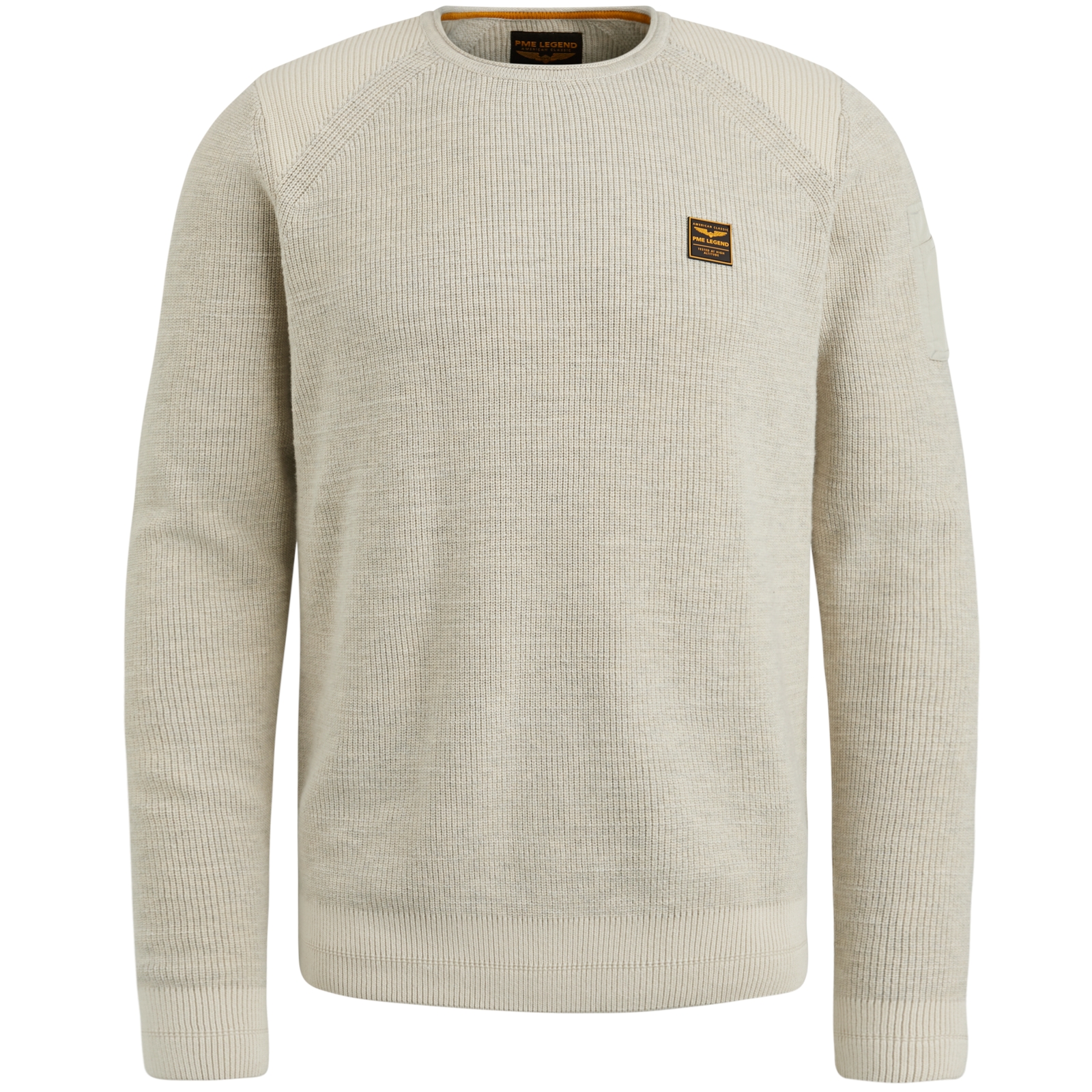 R-neck cotton rib melee knit