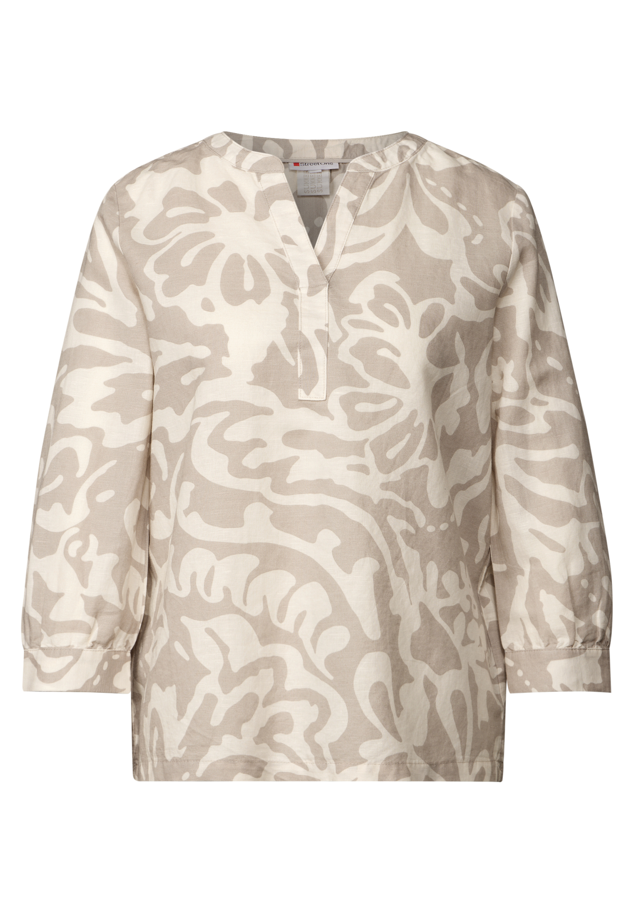 Gemusterte Leinenmix-Bluse