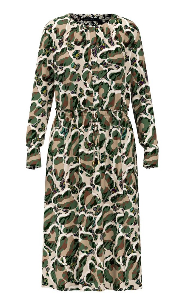 Midi-Kleid mit Camouflage-Print