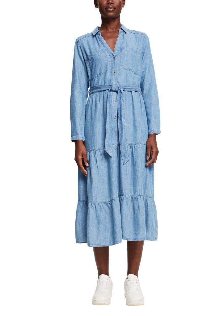 Aus TENCEL™: Kleid in Denim-Optik