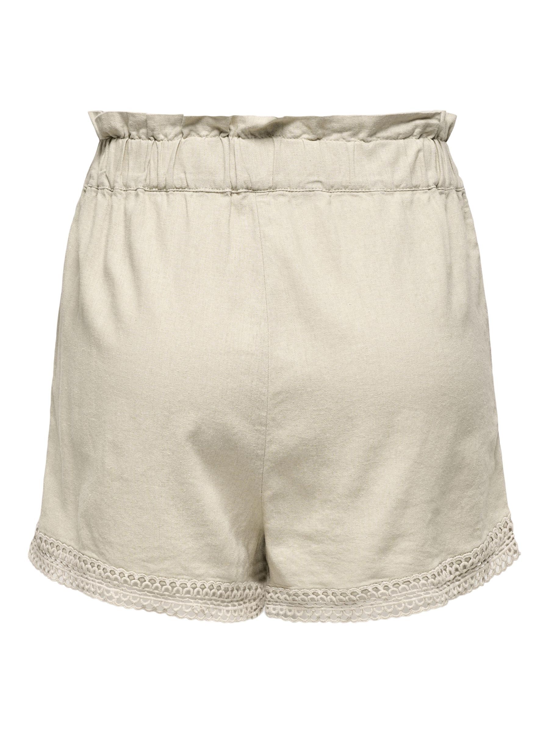 ONLCARO MW PB LINEN BL LACE SHORTS PNT