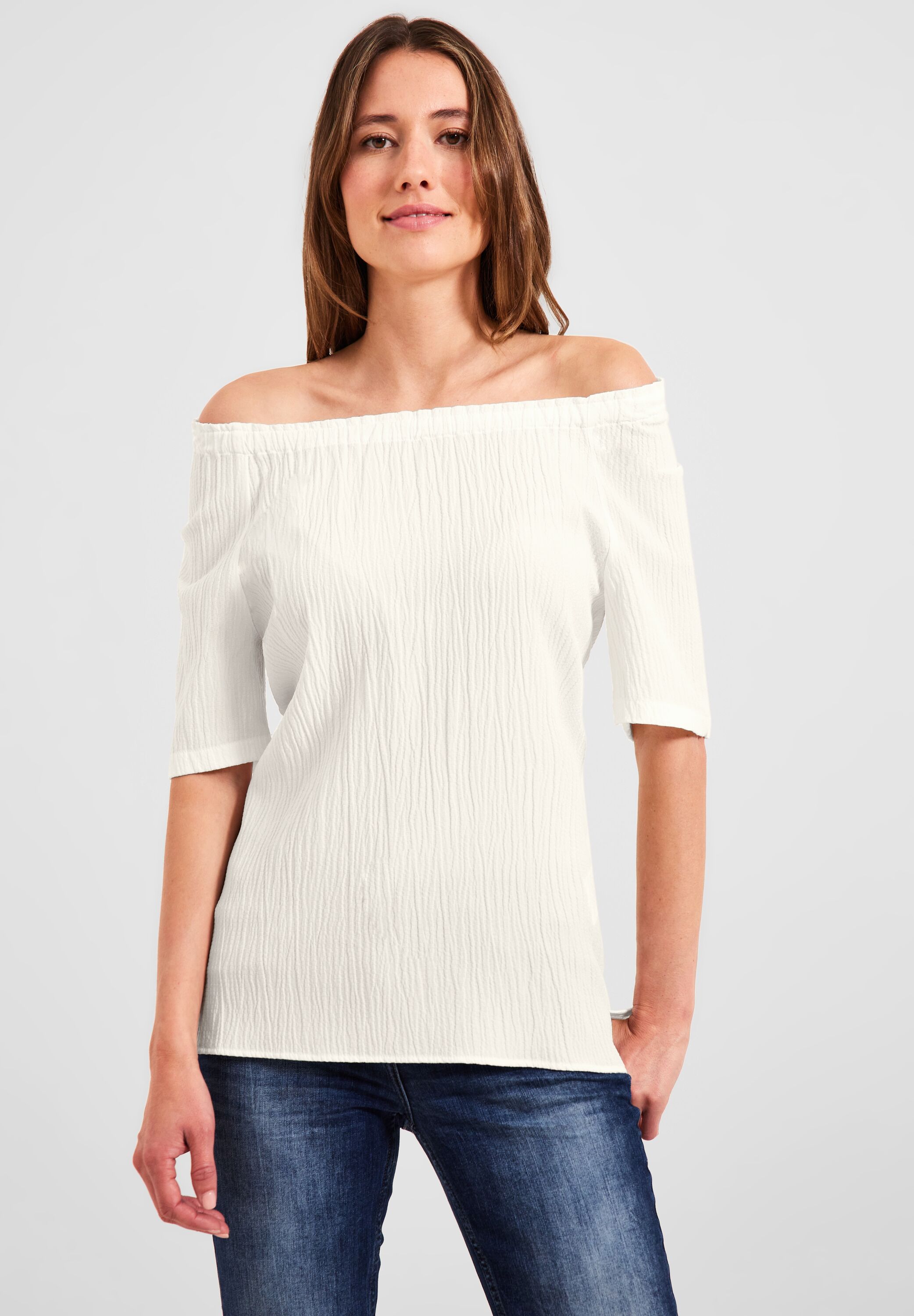 Unifarbene Struktur Bluse