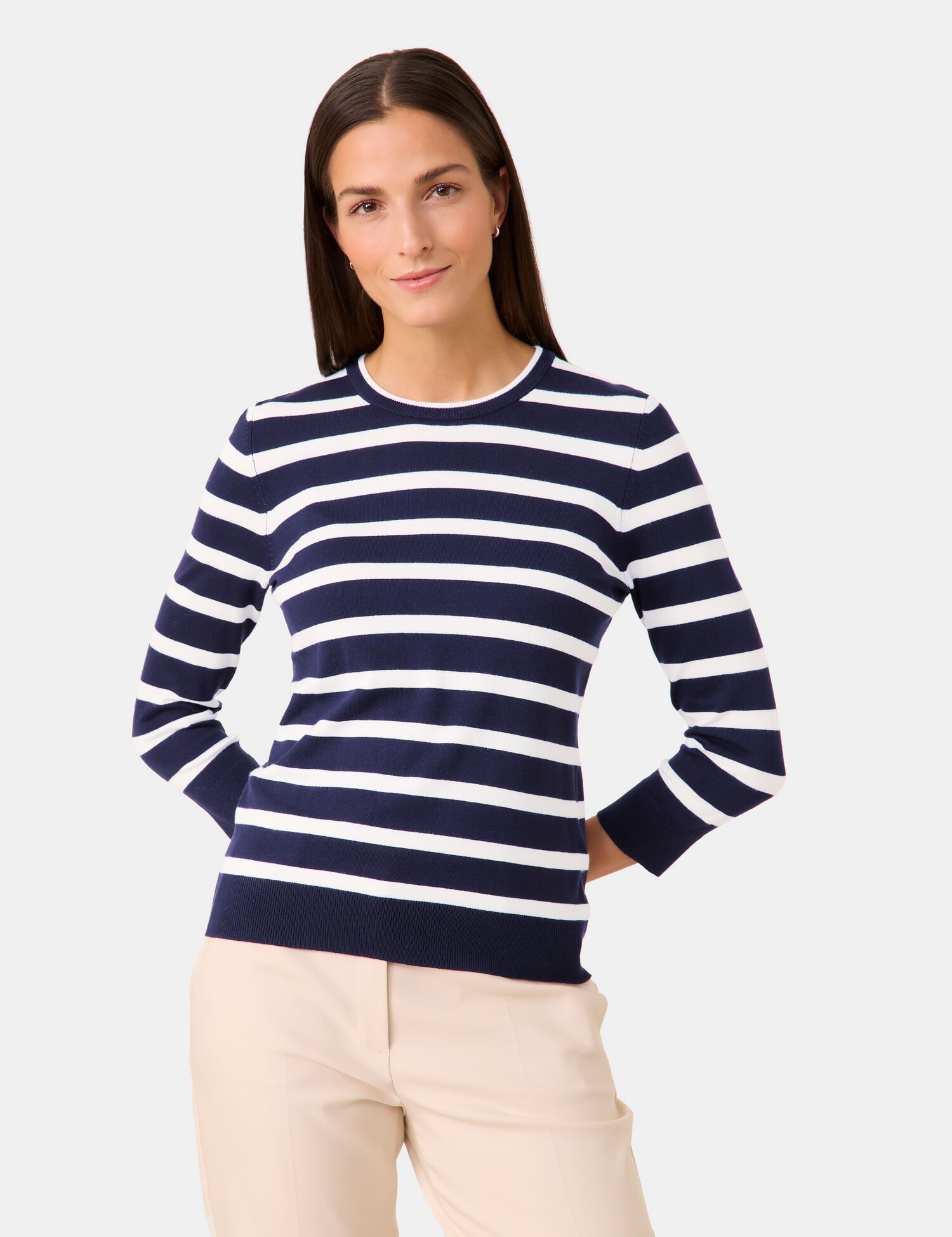 Geringelter 3/4 Arm Pullover