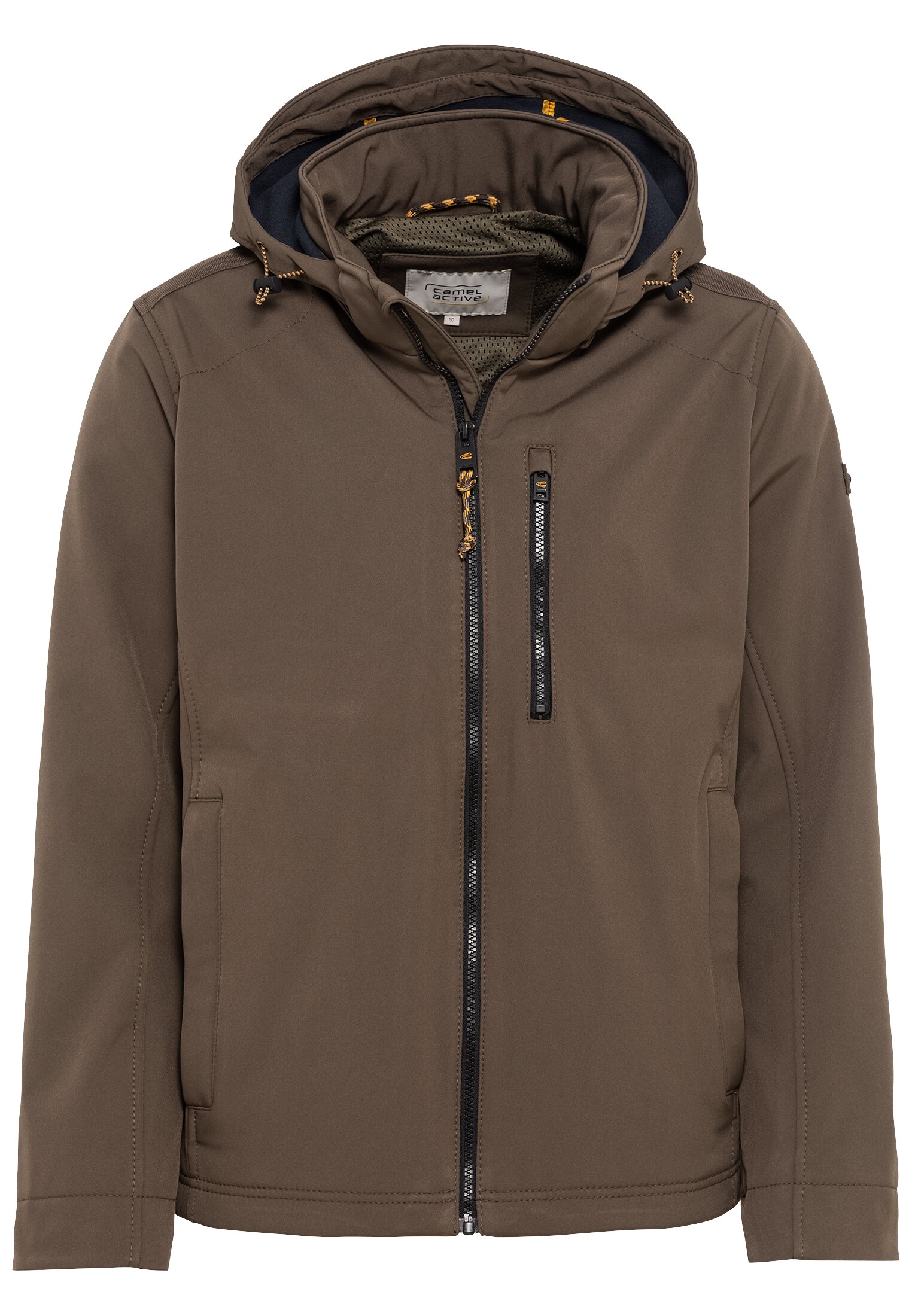 Softshelljacke mit abnehmbarer Kapuze
