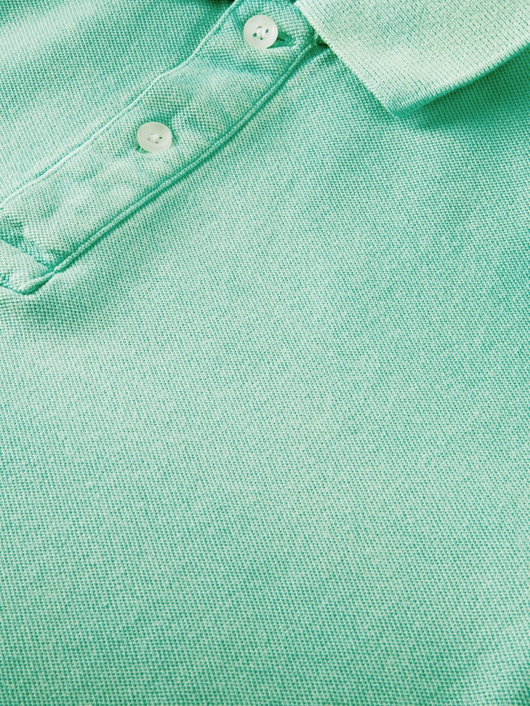 Garment-dyed washed pique polo in O