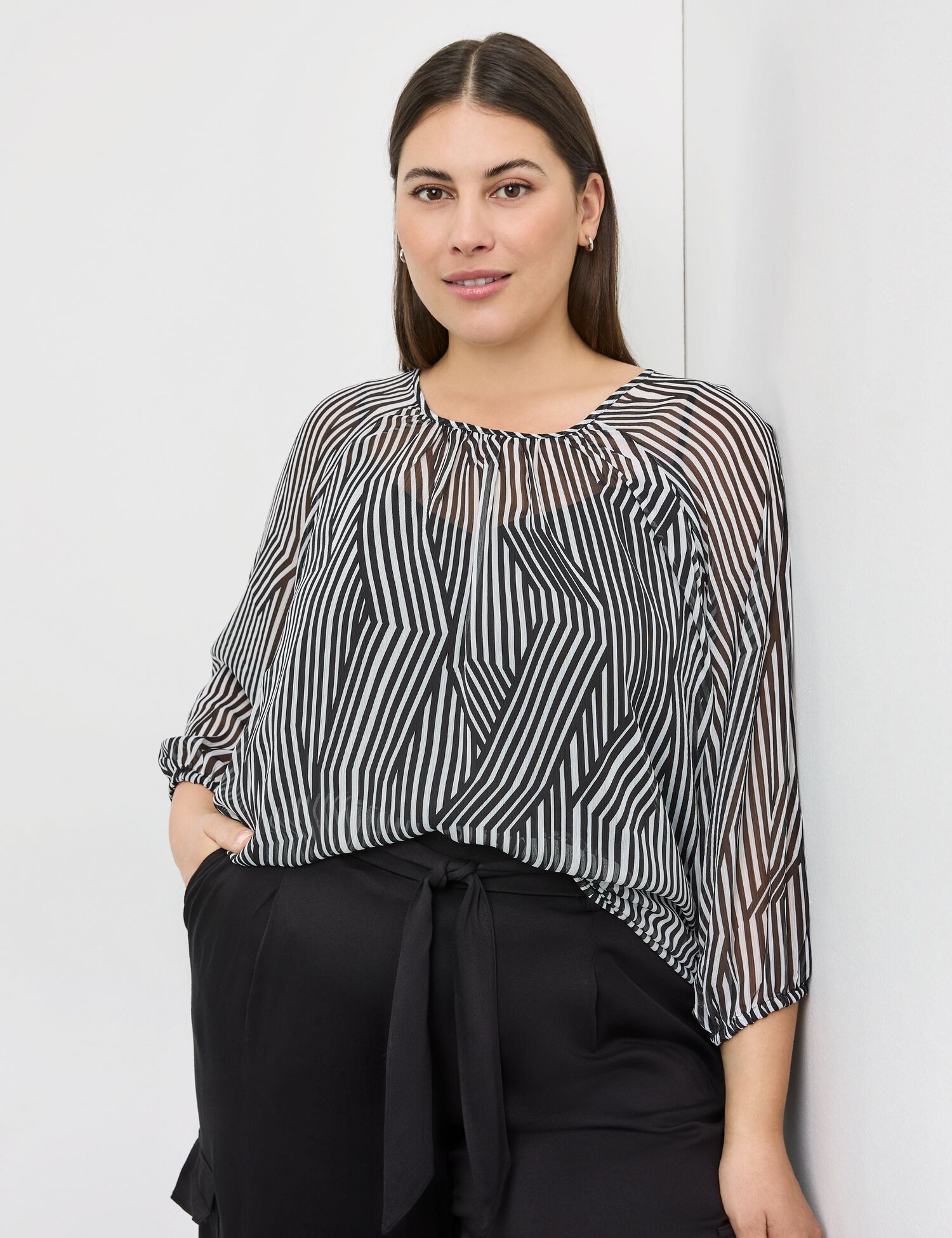 Chiffonbluse mit 3/4 Arm