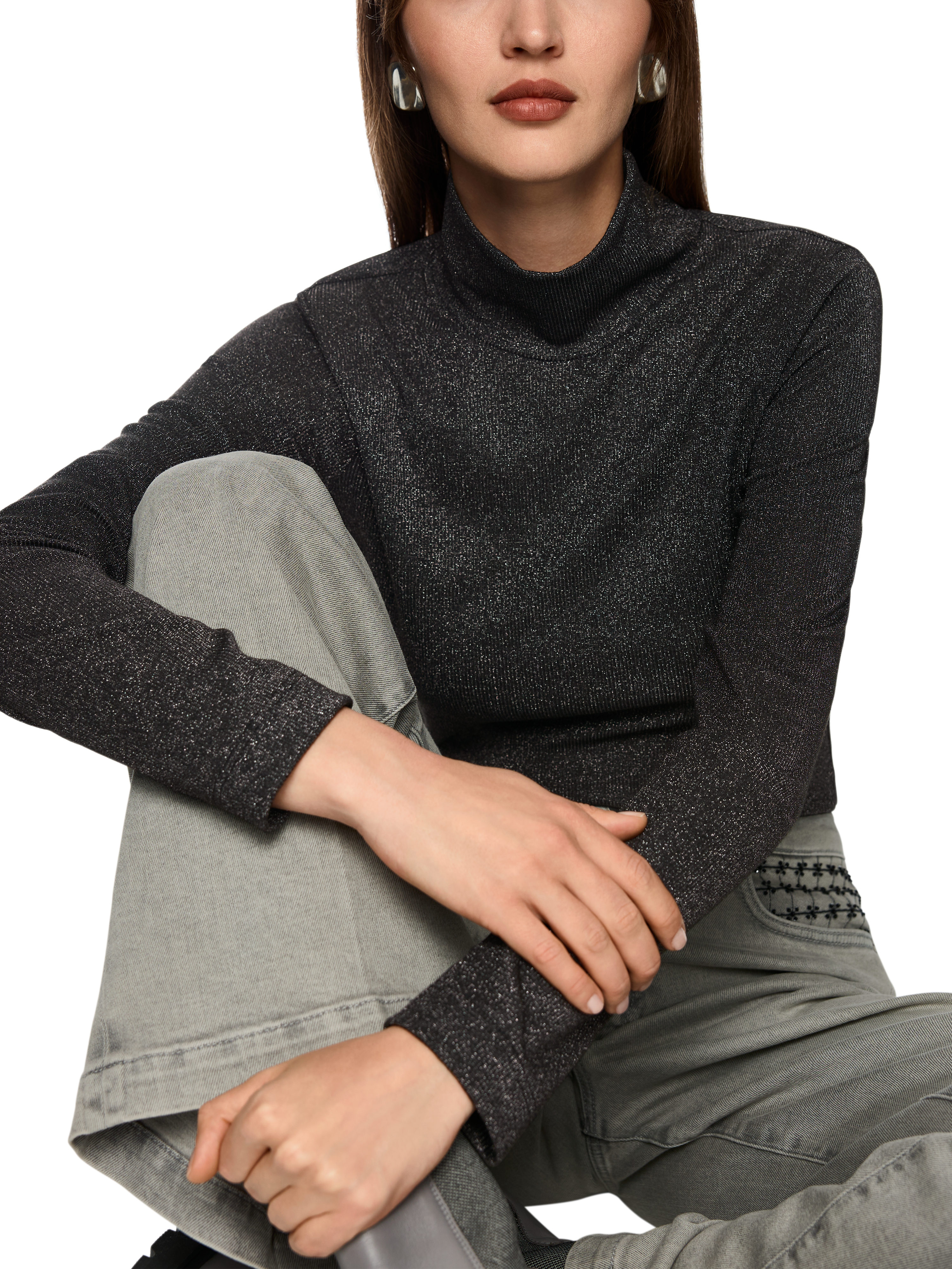 Schmaler Lurex-Longsleeve