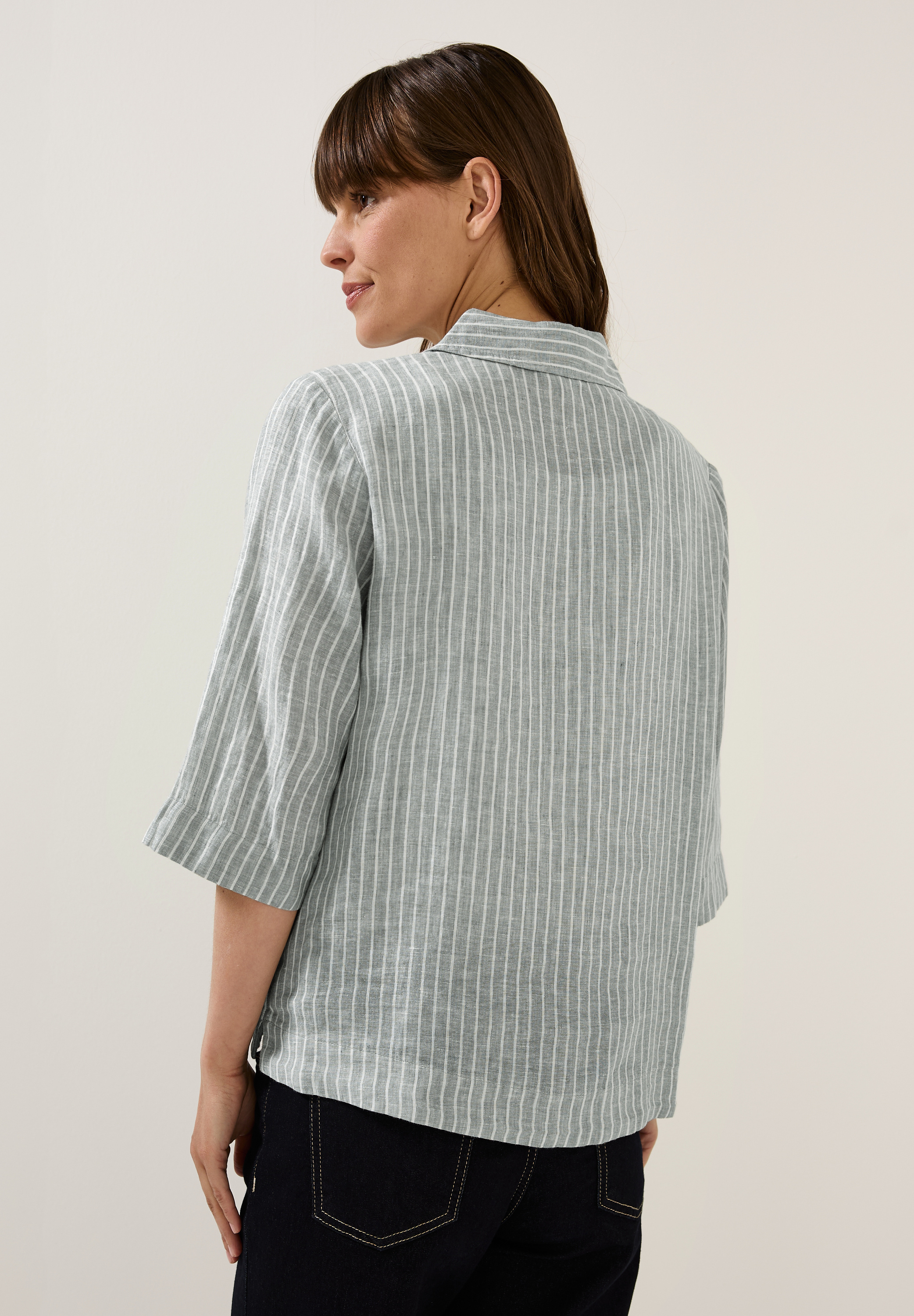 Gestreifte Leinen-Hemdbluse