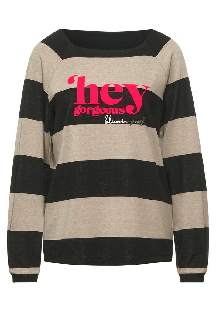 Streifenshirt mit Flockprint