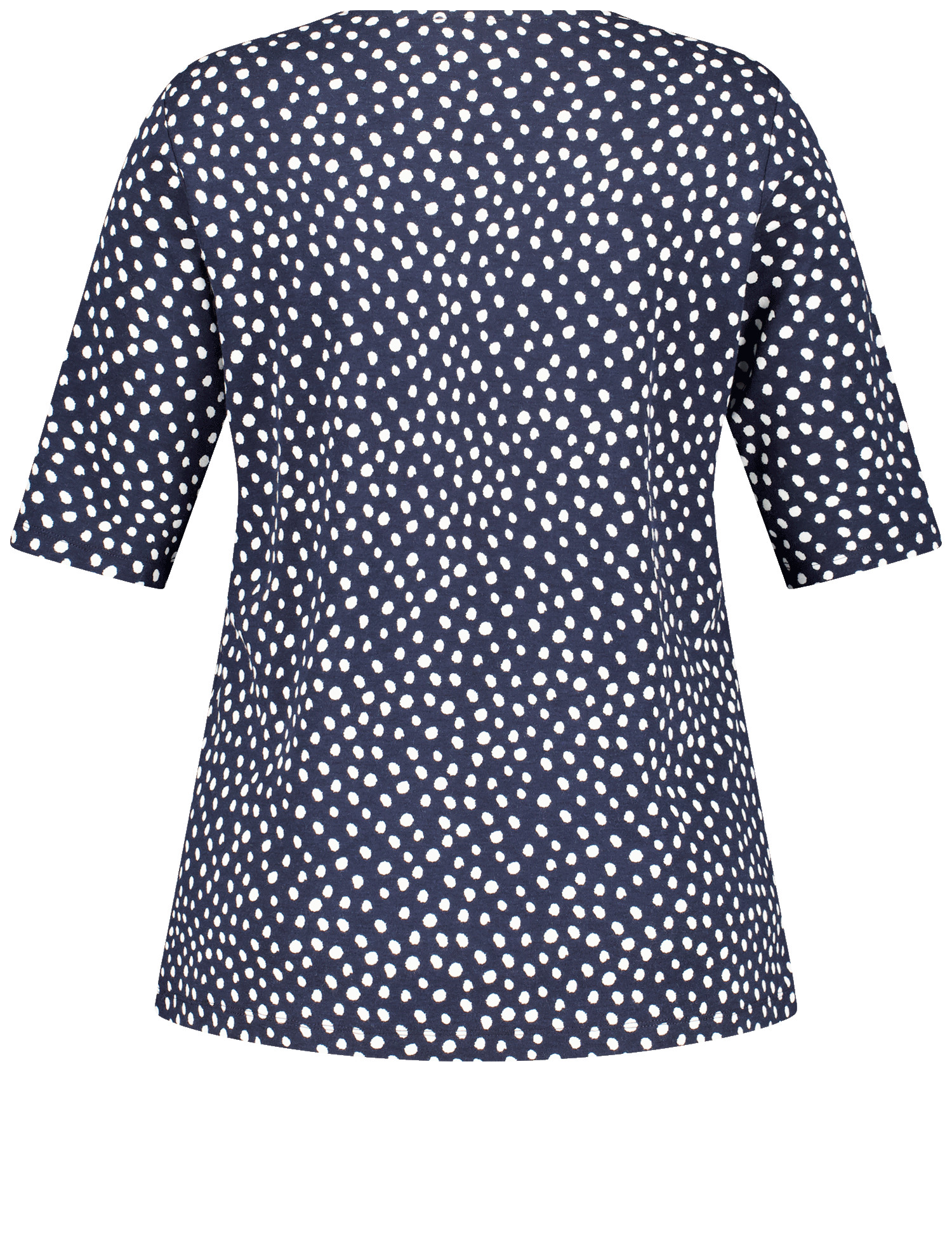 Gepunktetes Halbarmshirt mit Zierring