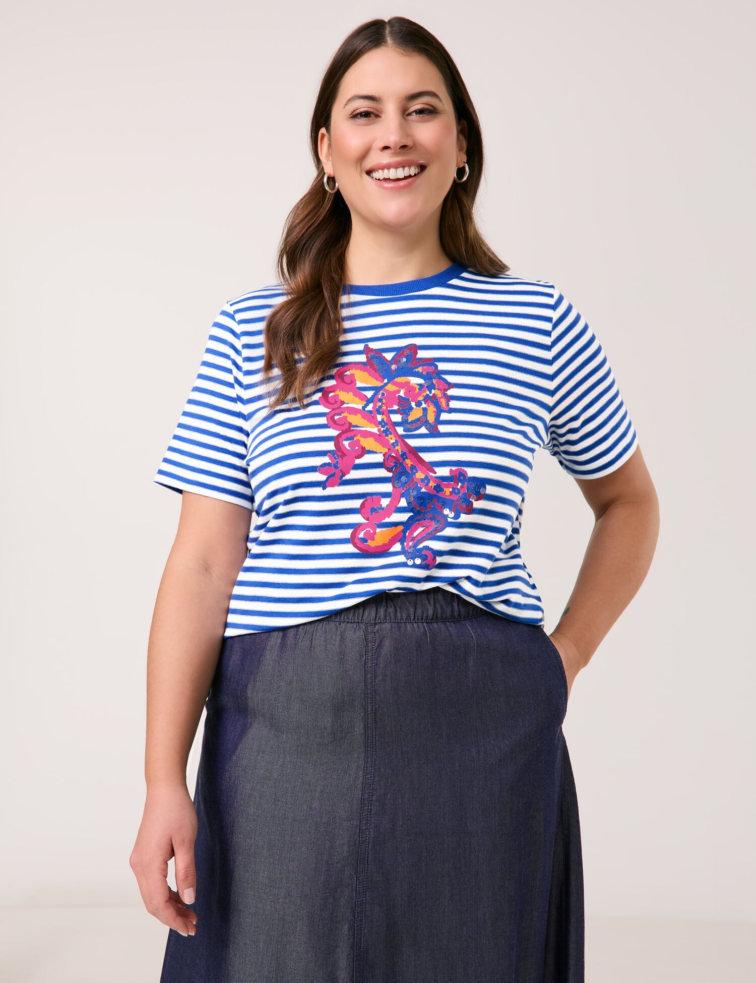 Ringelshirt mit Paisley-Print