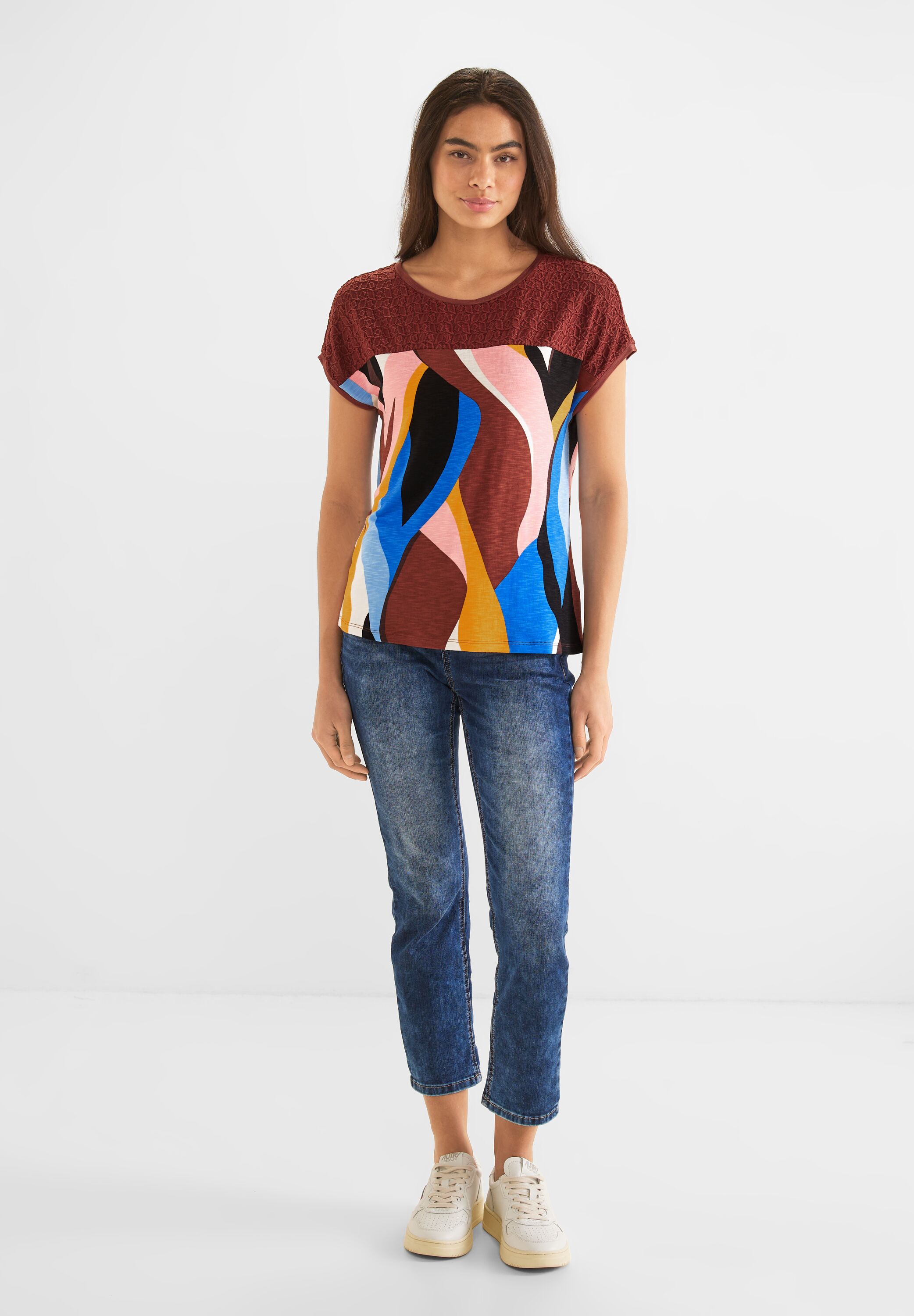 Print Spitzen T-Shirt