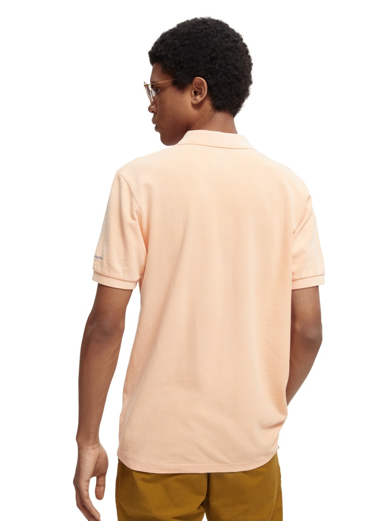 Garment-dyed washed pique polo in O