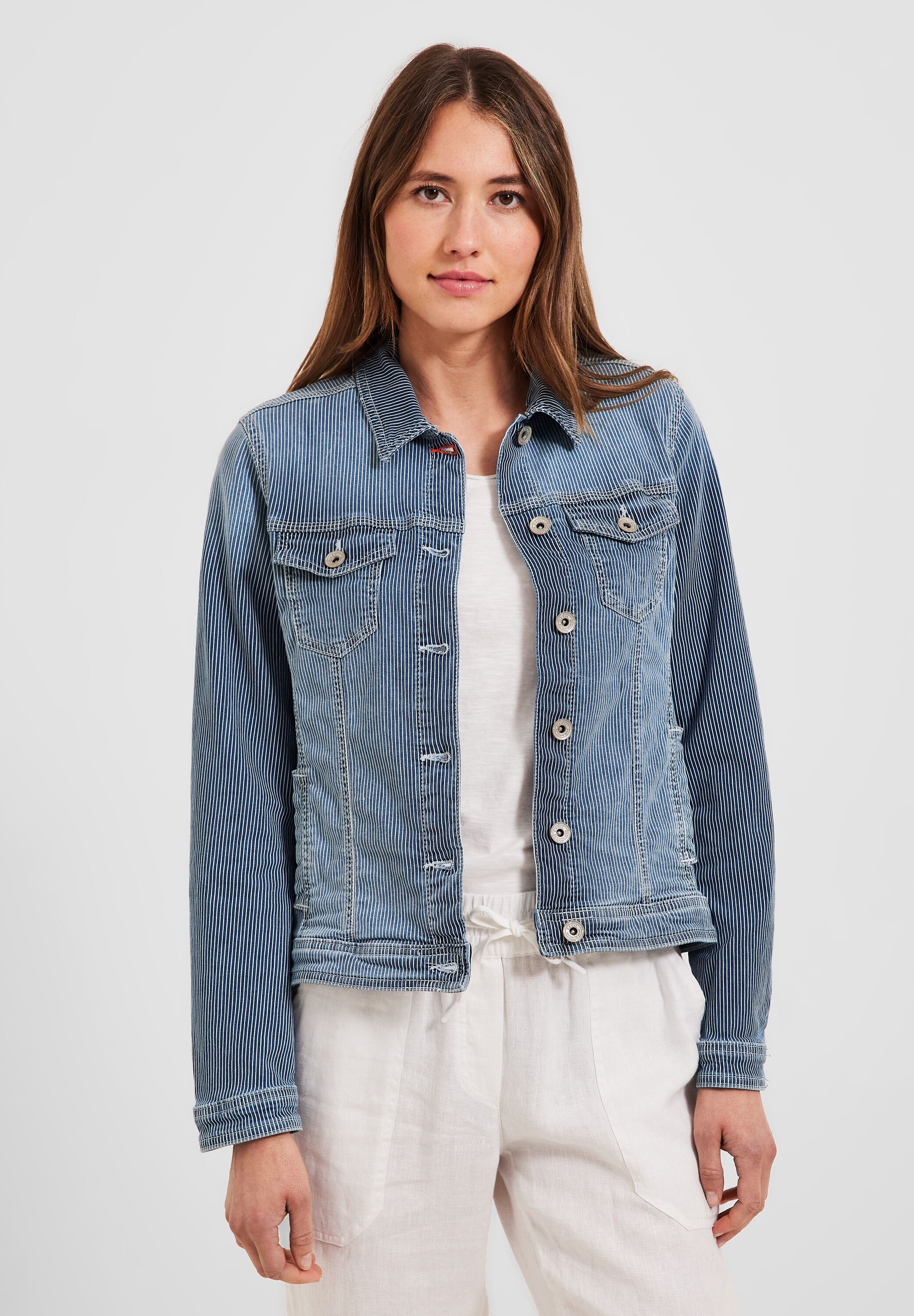 Gestreifte Jeansjacke