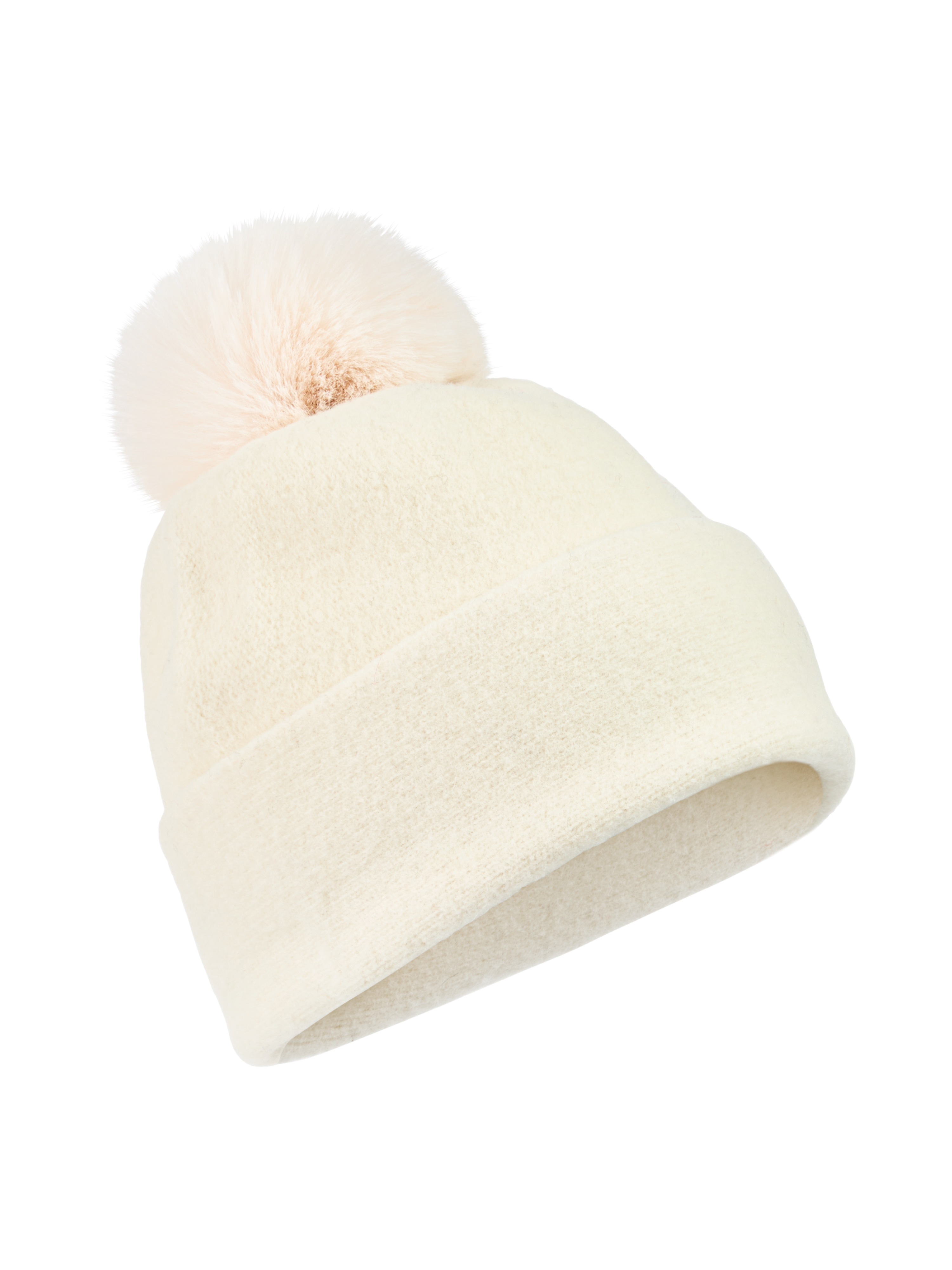 Wollmütze mit Kunstfell-Bommel
