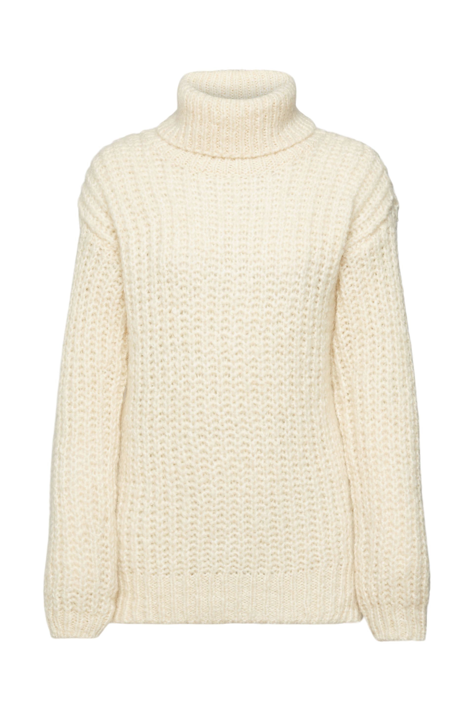 Grobstrickpullover mit Rollkragen, mit Alpaka und Wolle