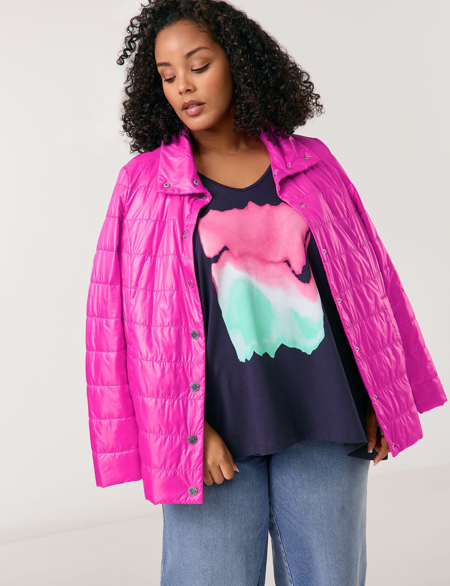 Ausgestelltes 3/4 Arm Shirt mit Frontprint