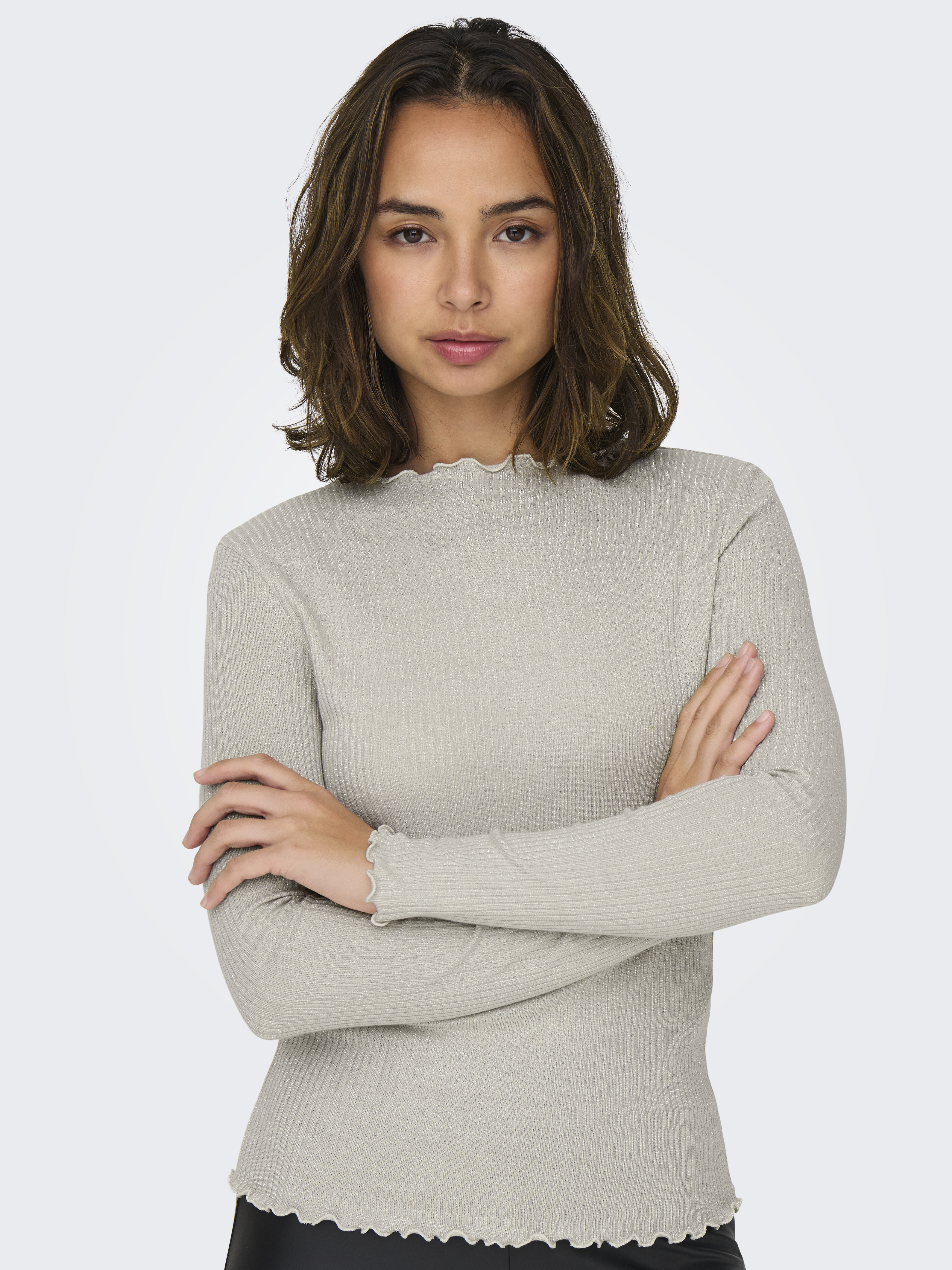 ONLIDOL LIFE L/S O-NECK GLITTER TOP JRS