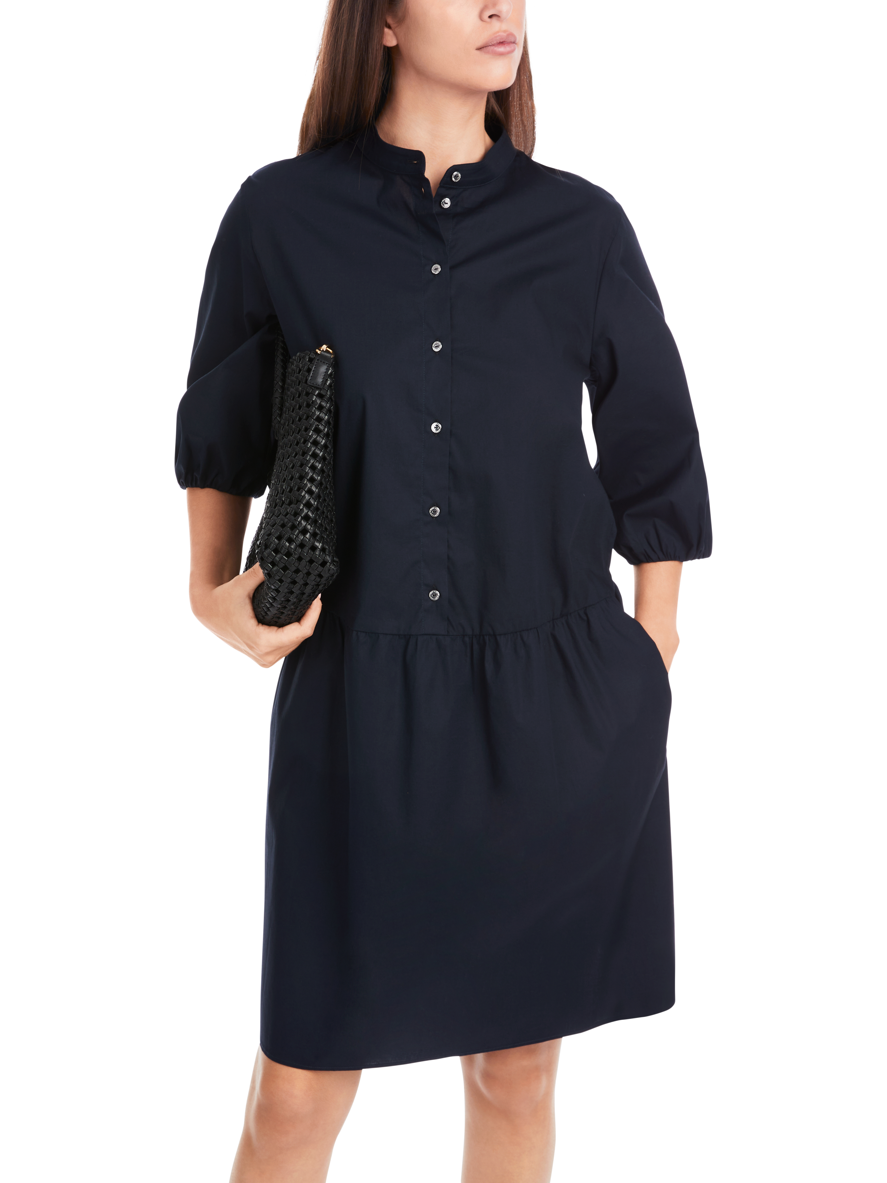 Uni Hemdblusenkleid in Baumwolle