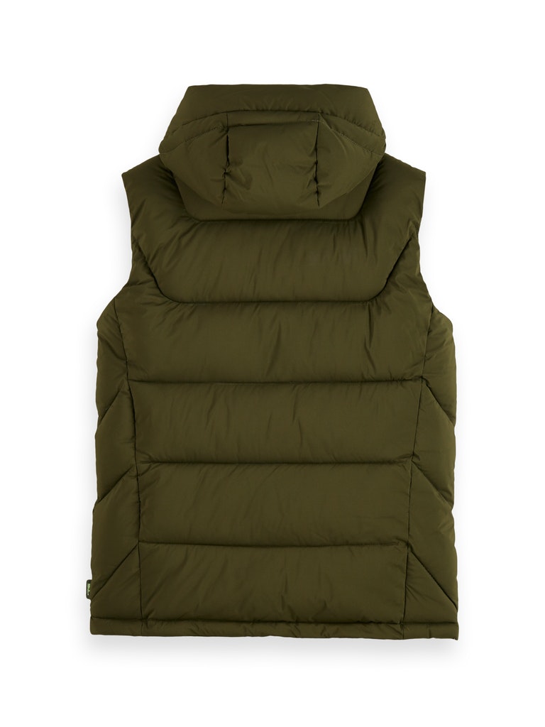 Quilted hooded bodywarmer with Repreve® filling