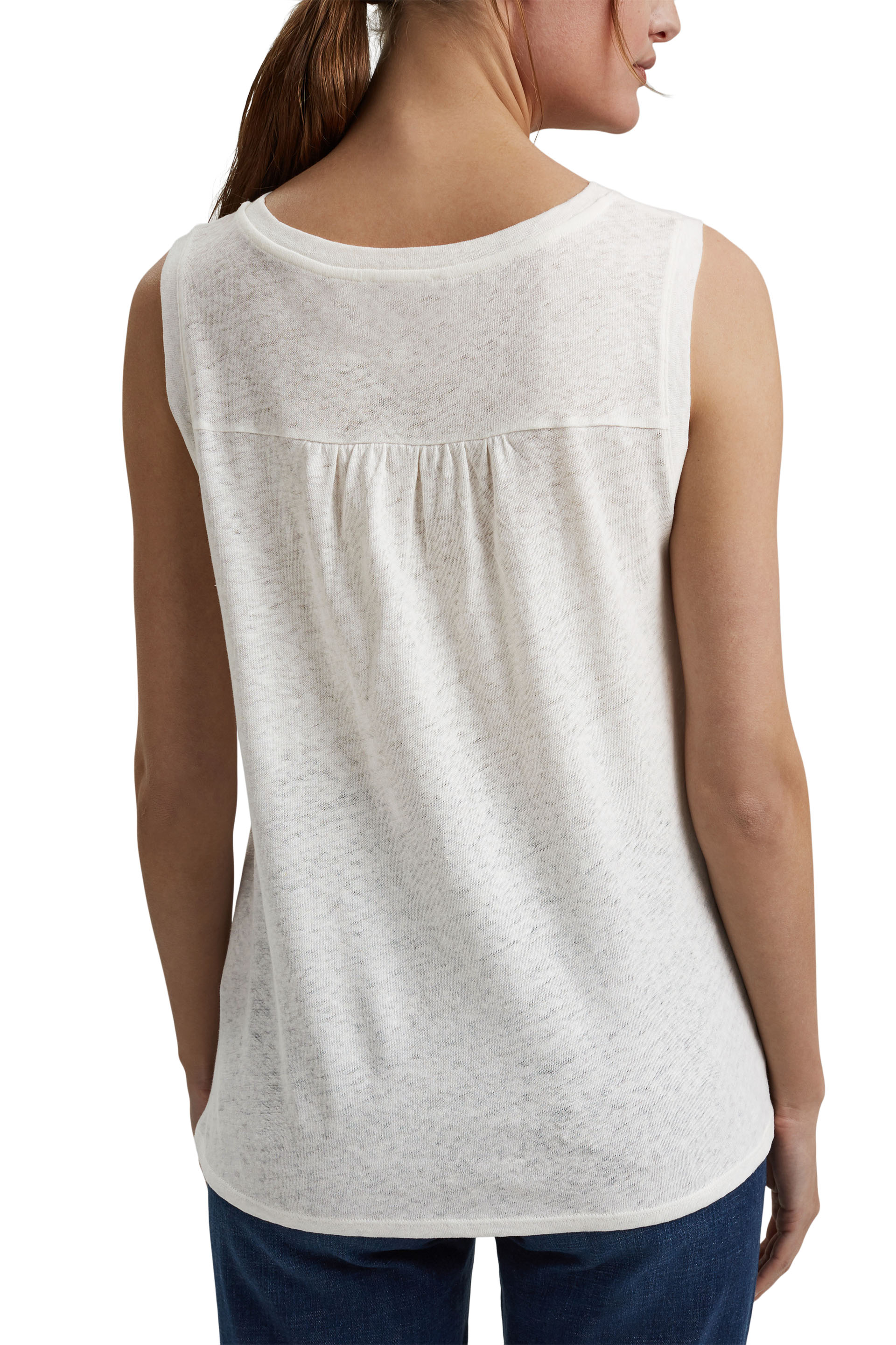 Ärmelloses T-Shirt aus Baumwolle-Leinen