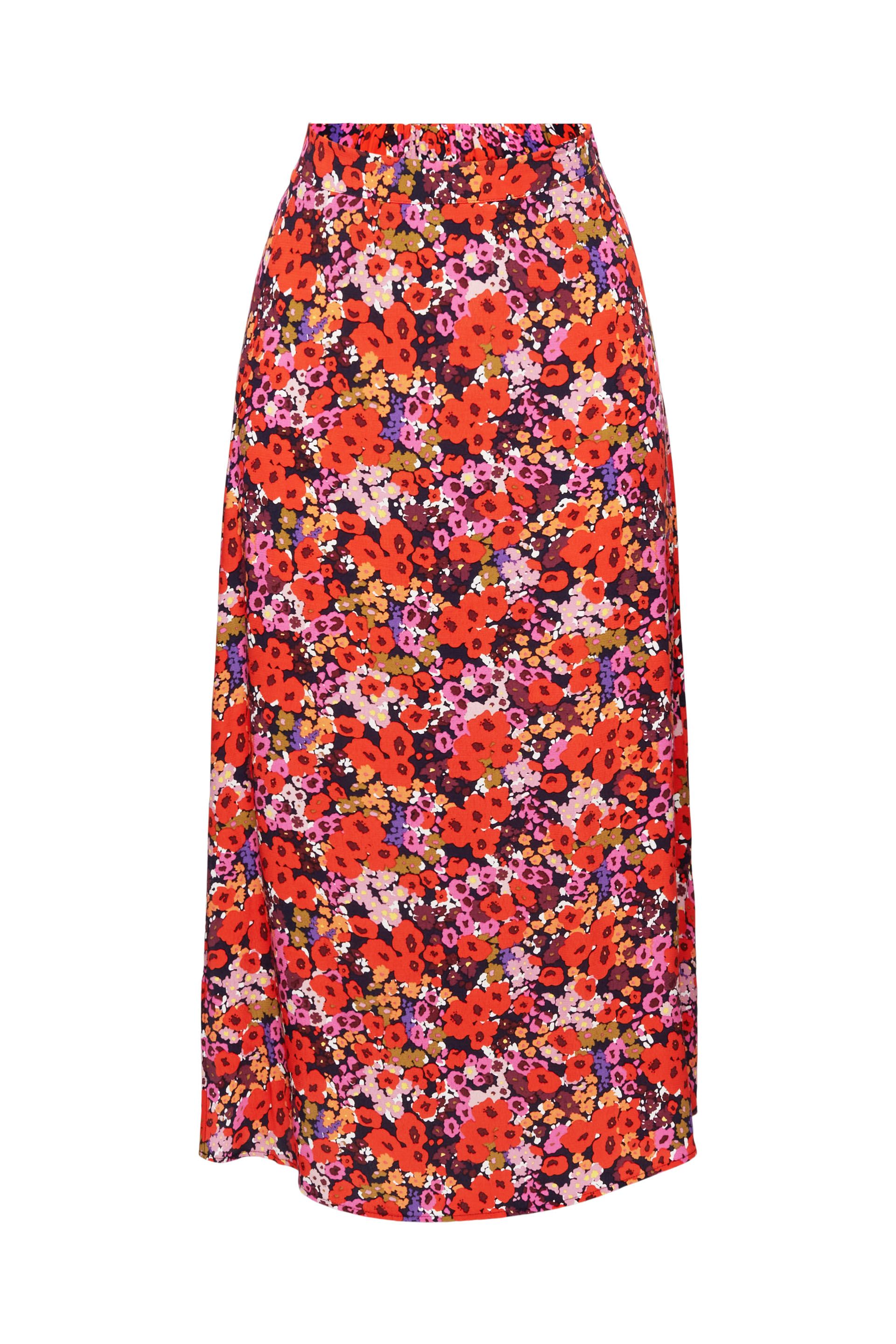 Midirock mit Allover-Blumenmuster