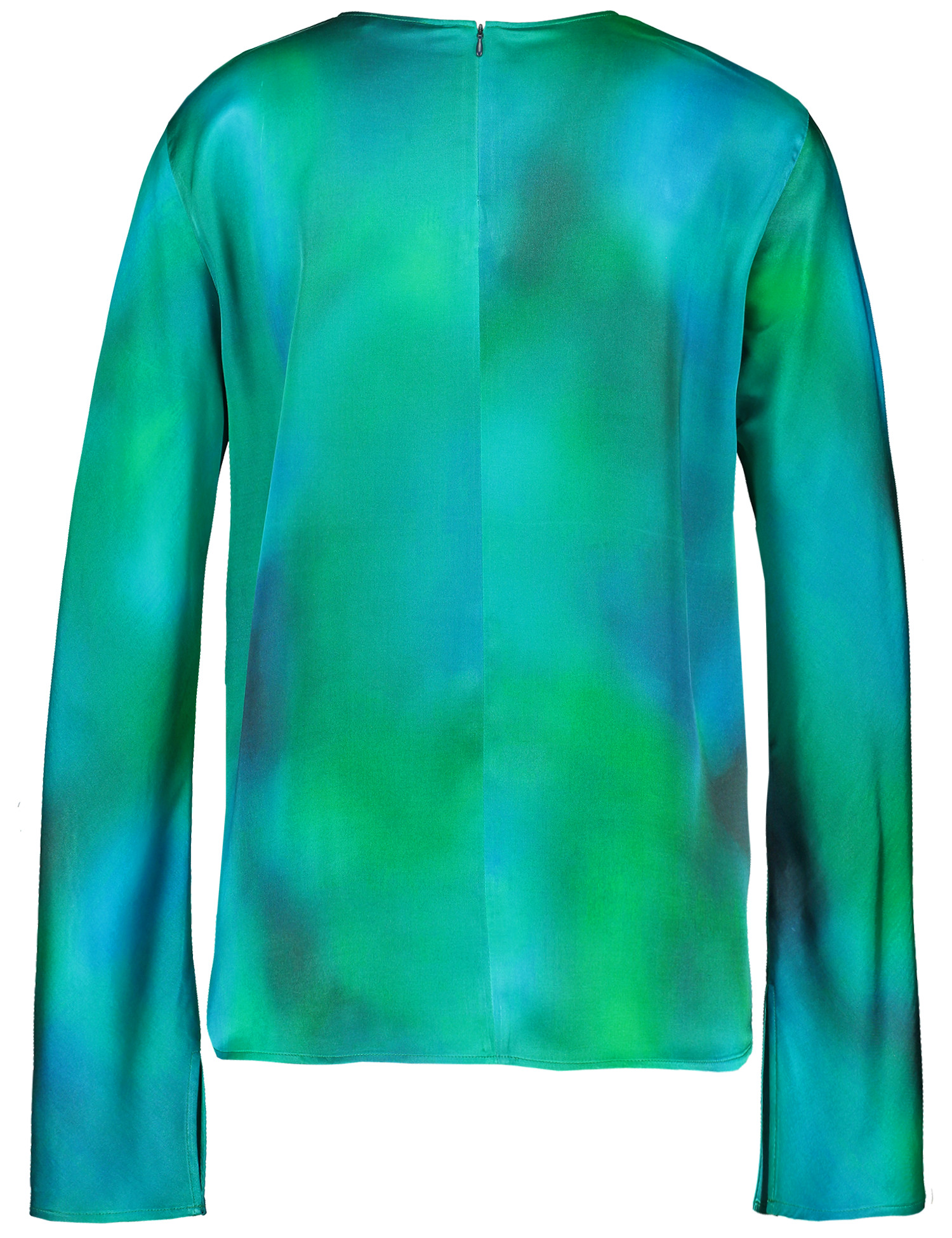 Gemustertes Blusenshirt mit geschlitzten Ärmeln