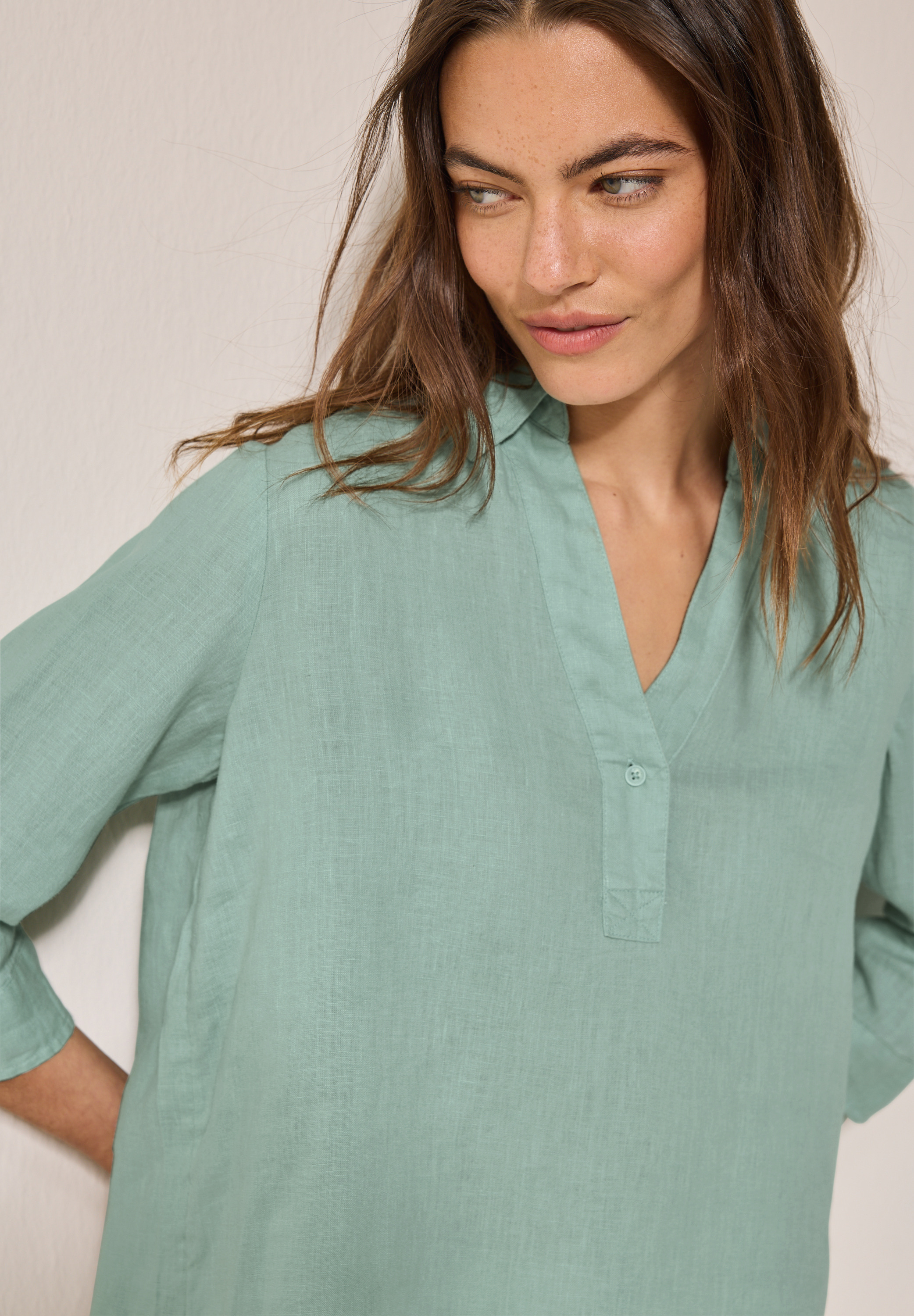 Leinen-Longbluse