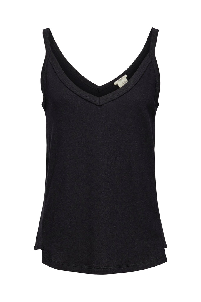 Mit Leinen: Tanktop mit V-Ausschnitt