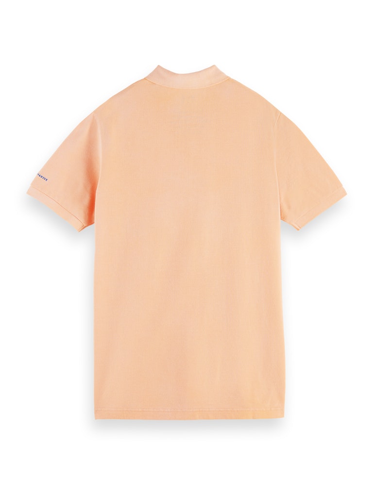Garment-dyed washed pique polo in O