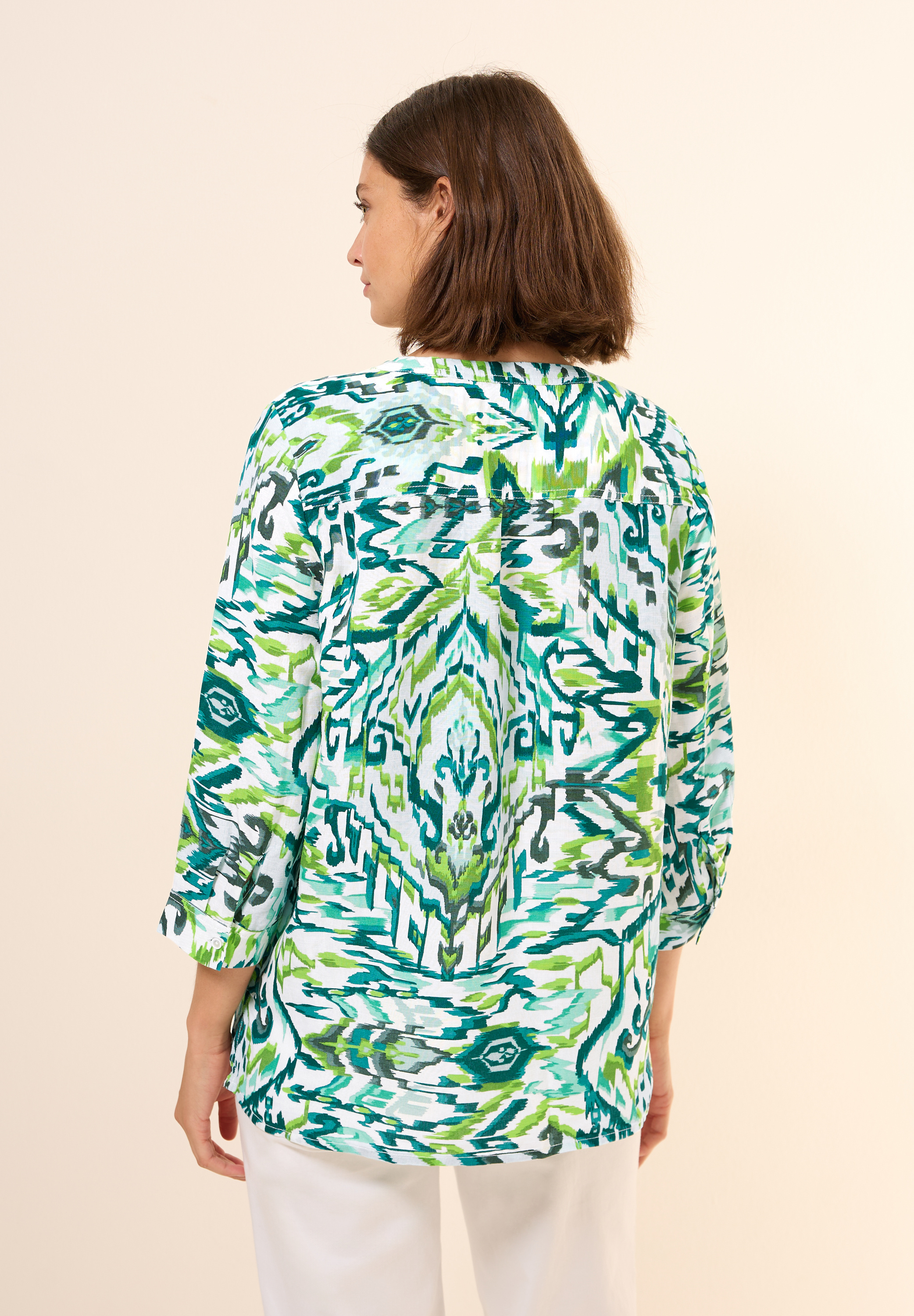 Gemusterte Leinenmix-Bluse