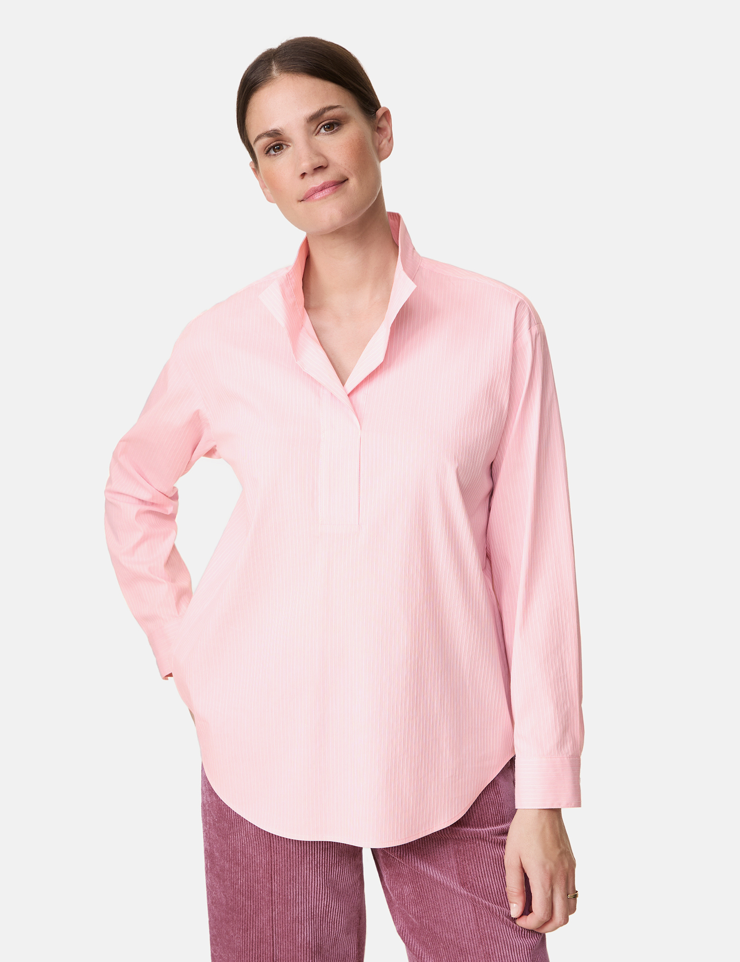 Gestreifte Bluse mit Quetschfalte