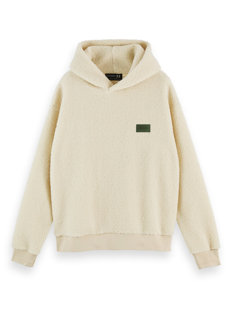 Sherpa hoodie with chest embroidery