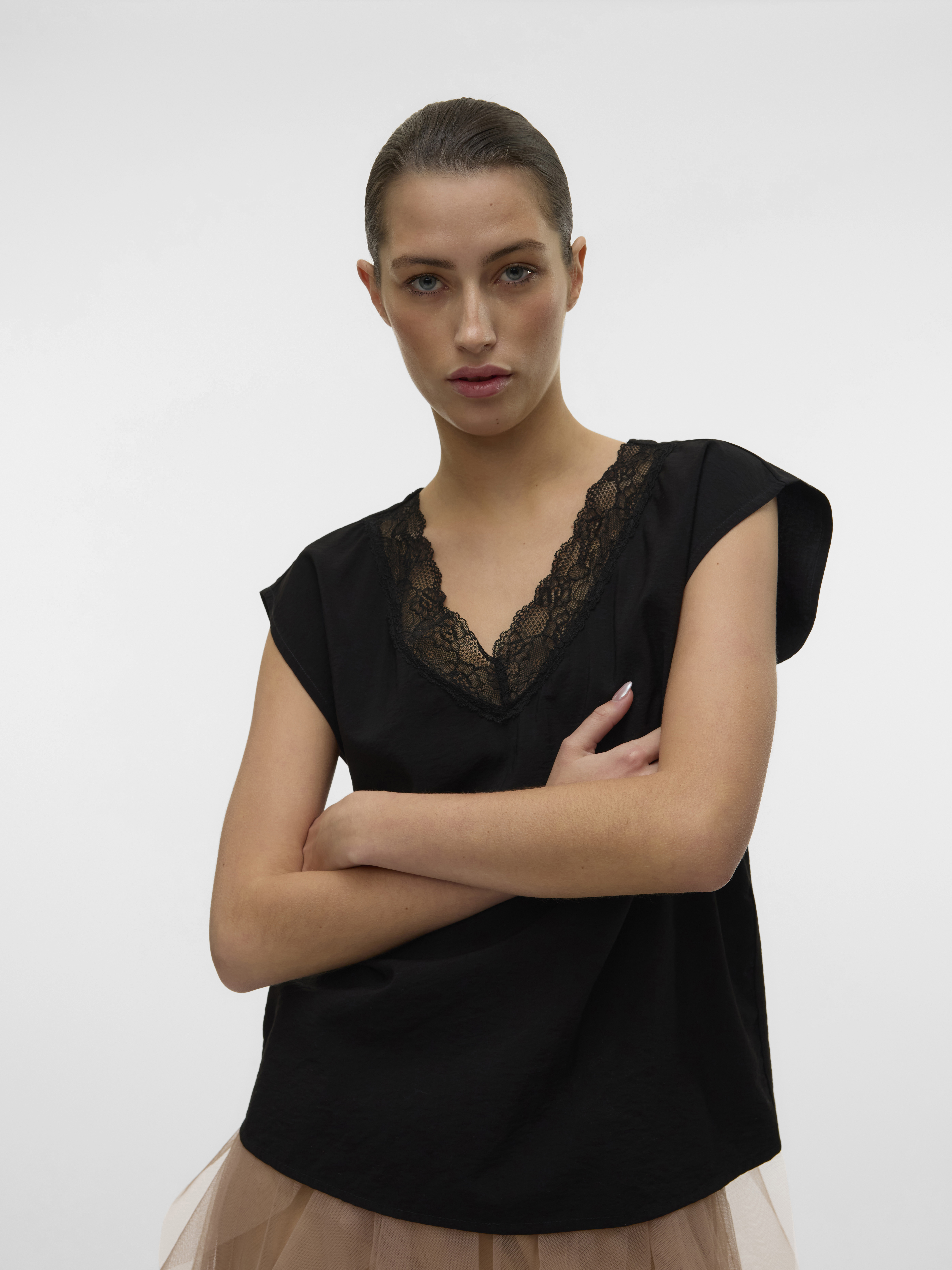 VMSAFA SL V-NECK LACE TOP WVN GA NOOS