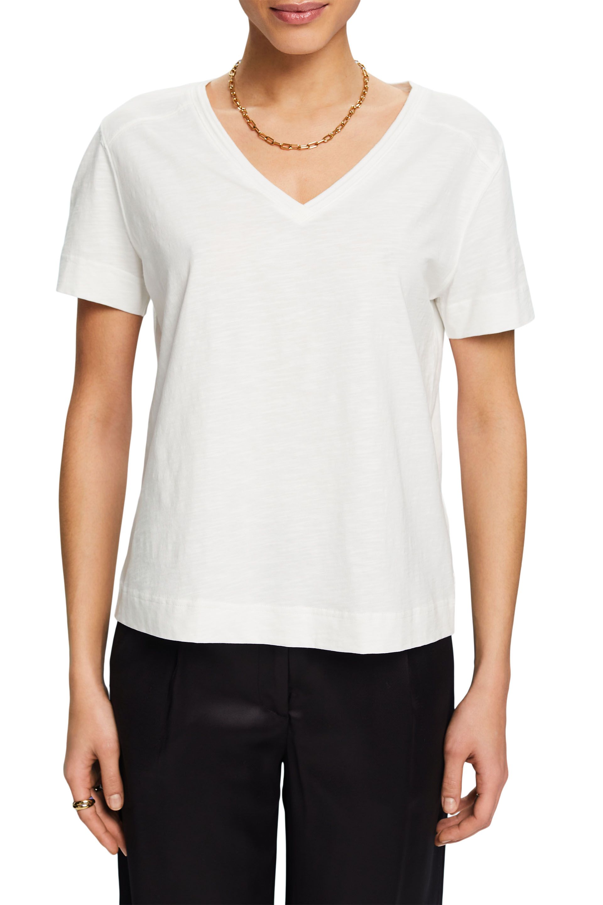 Jersey-T-Shirt mit V-Ausschnitt