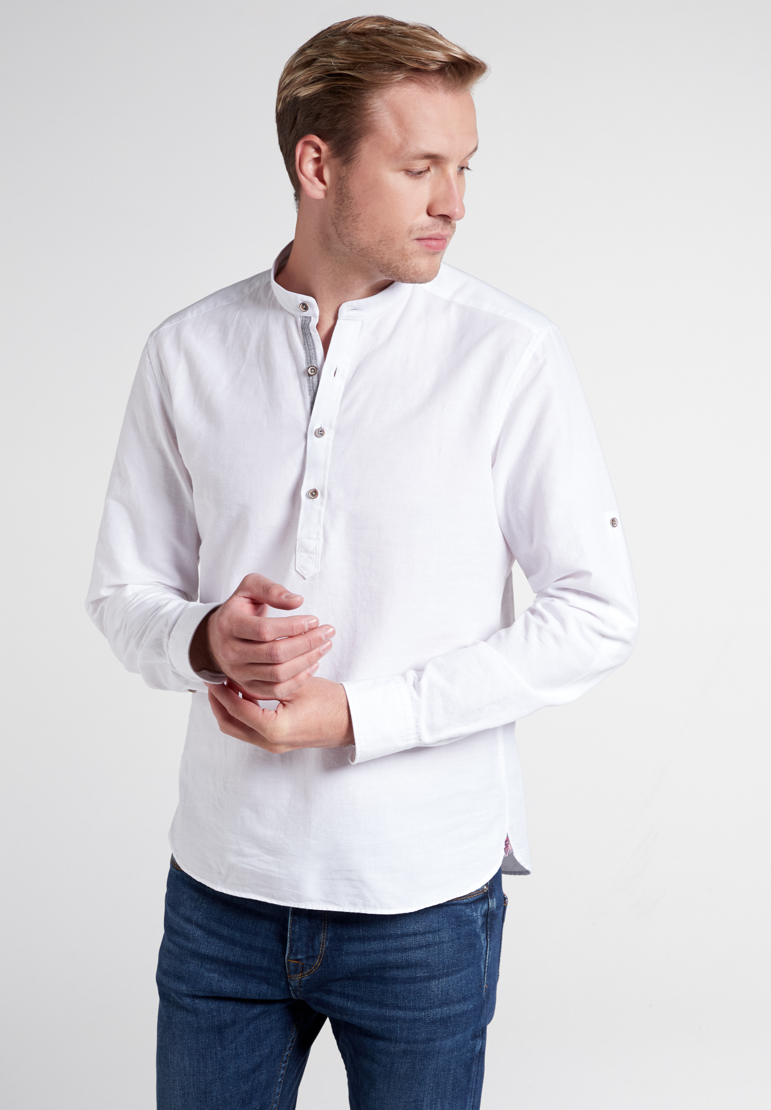 ETERNA LANGARM HEMD SLIM FIT LEINEN