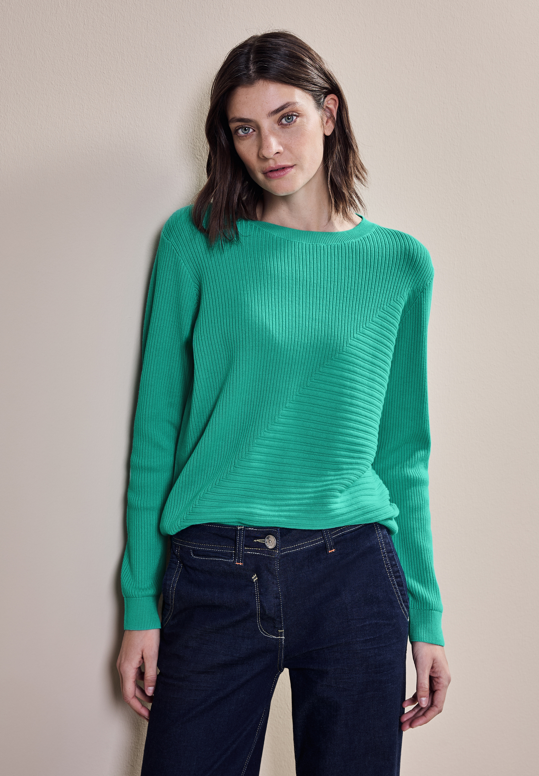 Pullover mit Rippstrukturmix